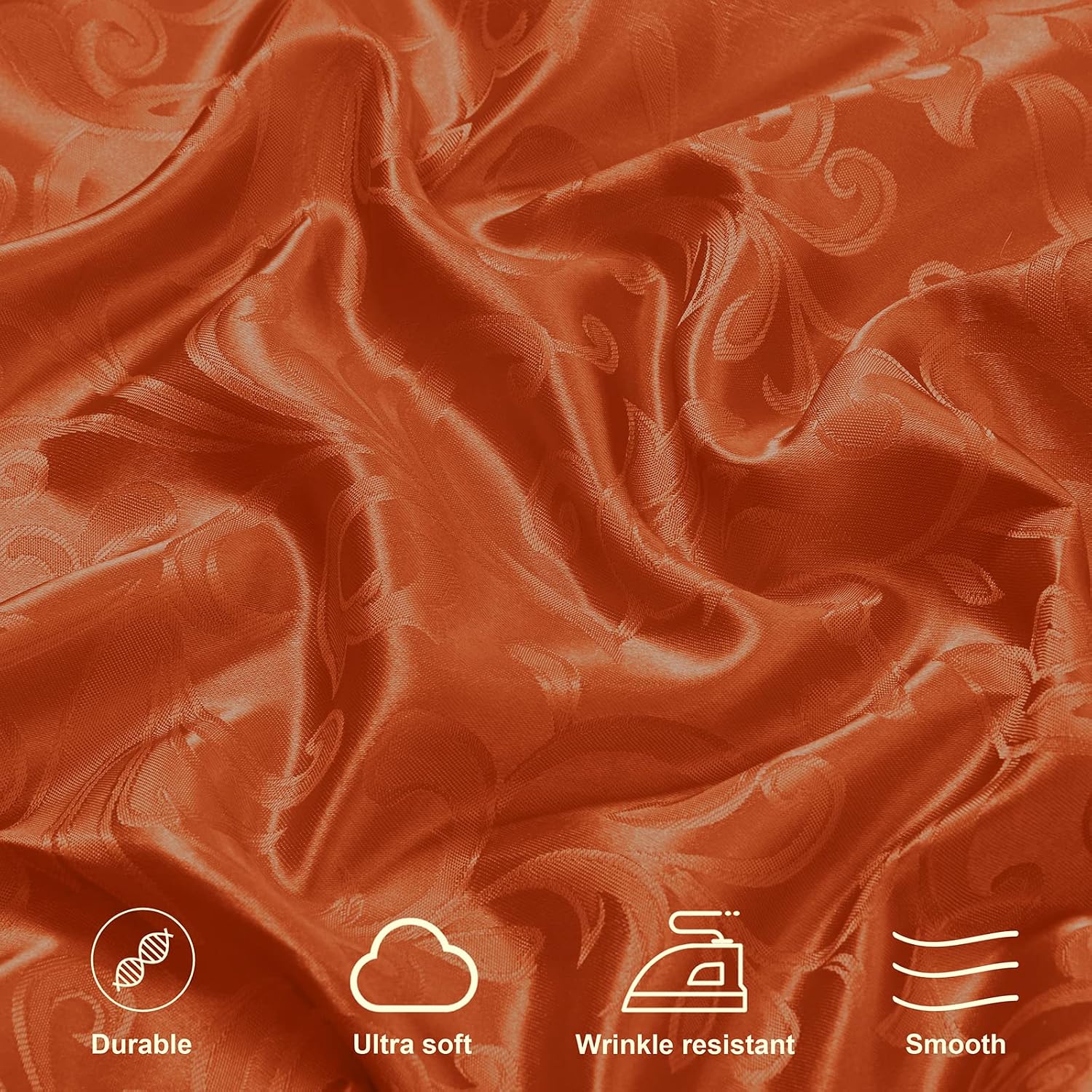 Horbaunal 4 Pack Damask Cloth Napkins 17 x 17 Inch, Burnt Orange