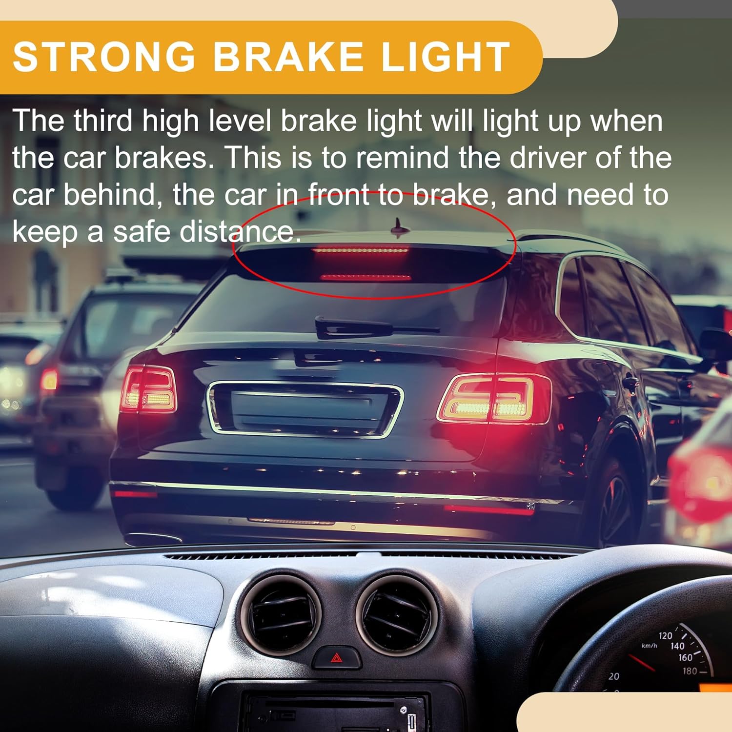 Third Brake Stop Light No.5116236AF/5116236AE Car Auxiliary Brake Lamp High Level Brake Light for Jeep Patriot 2007-2017 ABS Black 1 Pcs