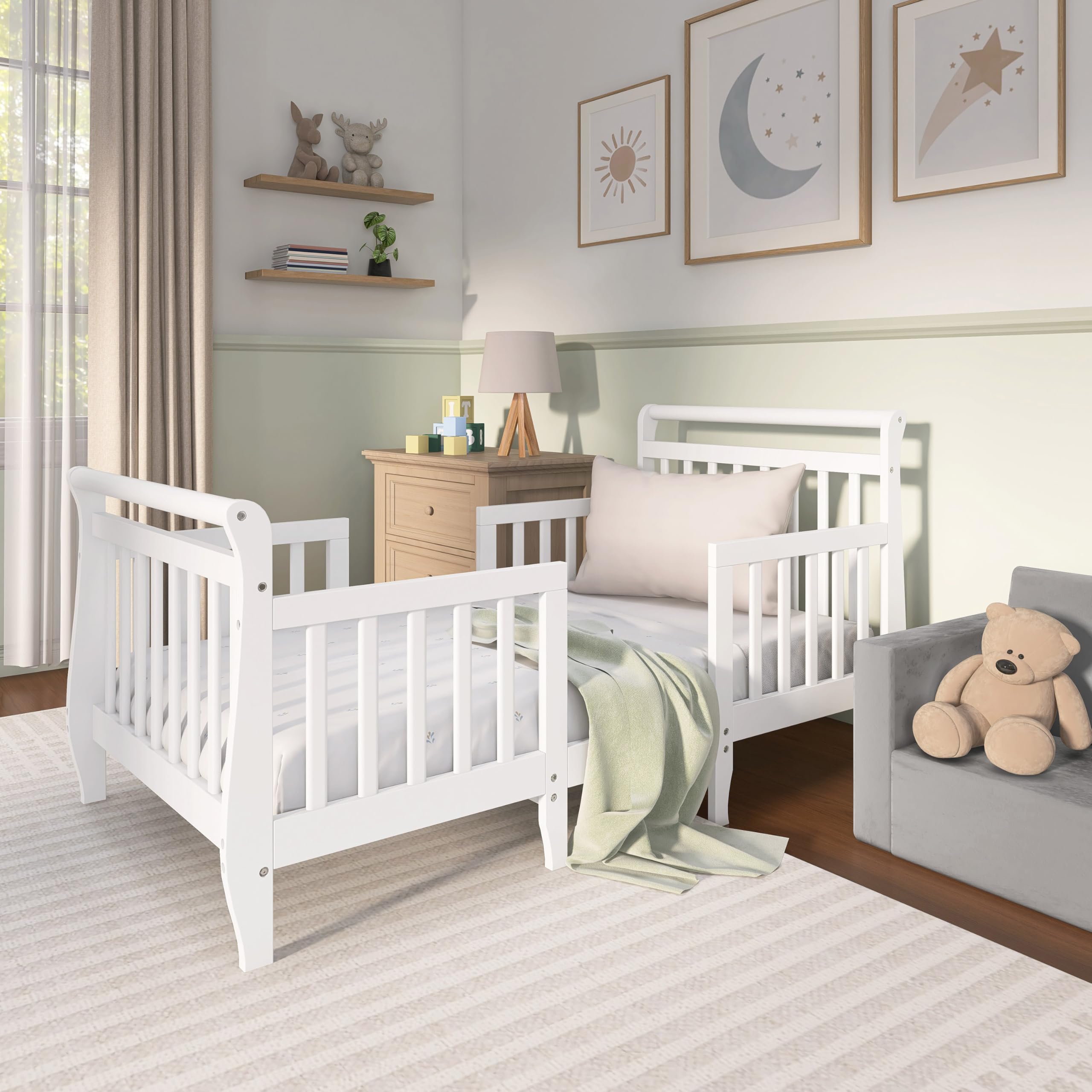 Amazon.com: Dream On Me Emma 3-in-1 Toddler Bed with Rails