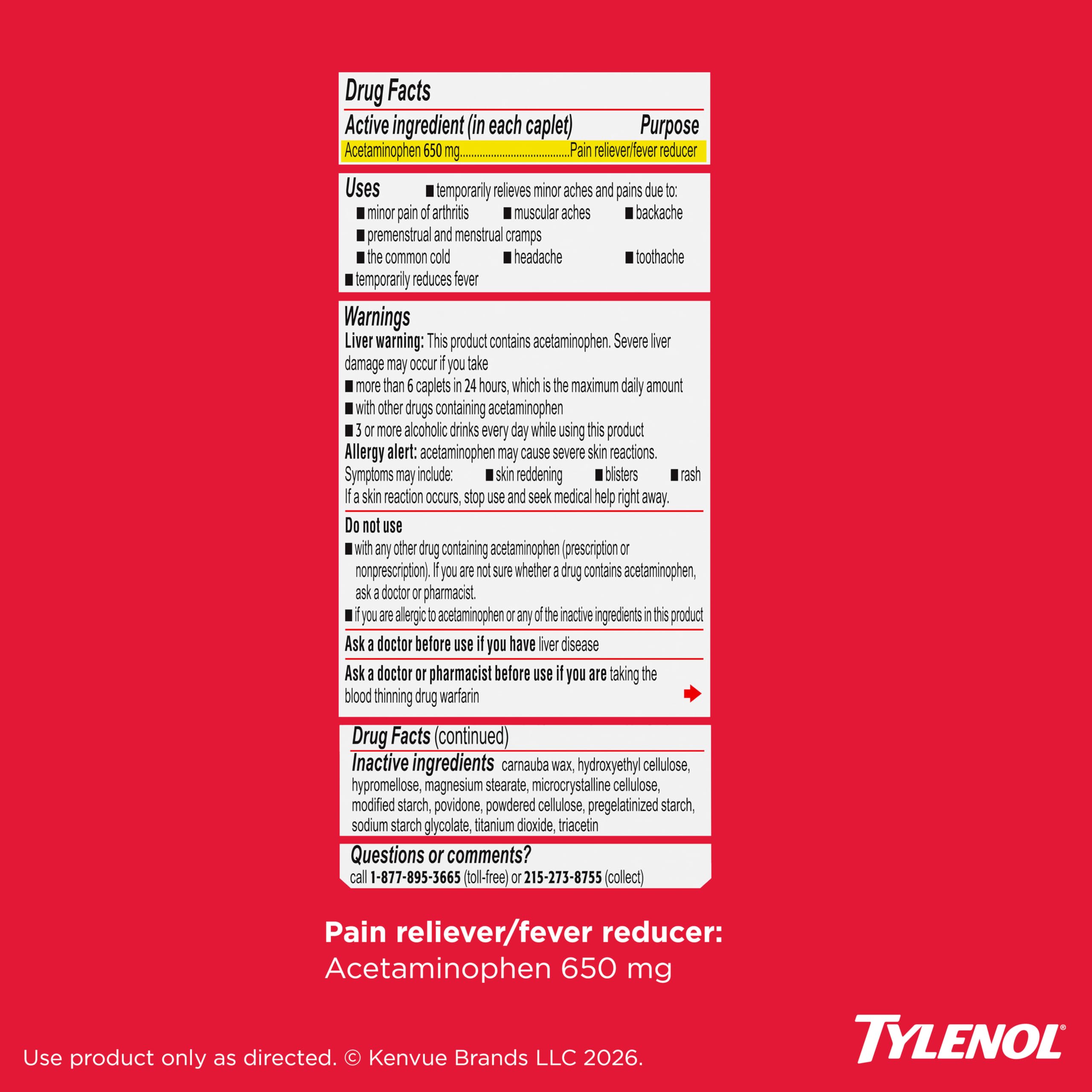 Tylenol 8-Hour Arthritis Pain Relief Tablets, 650 mg Acetaminophen, 24 ct — Amazon image 8