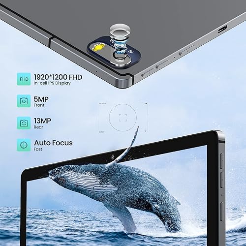 Miniatura 7 de kinstone Tabletas Android 12, tableta de juegos de 10.1 pulgadas con 4G LTE5G WiFi-8GB RAM+256GB ROM-cámara dual 5+13MP-Actualización 2.0GHz