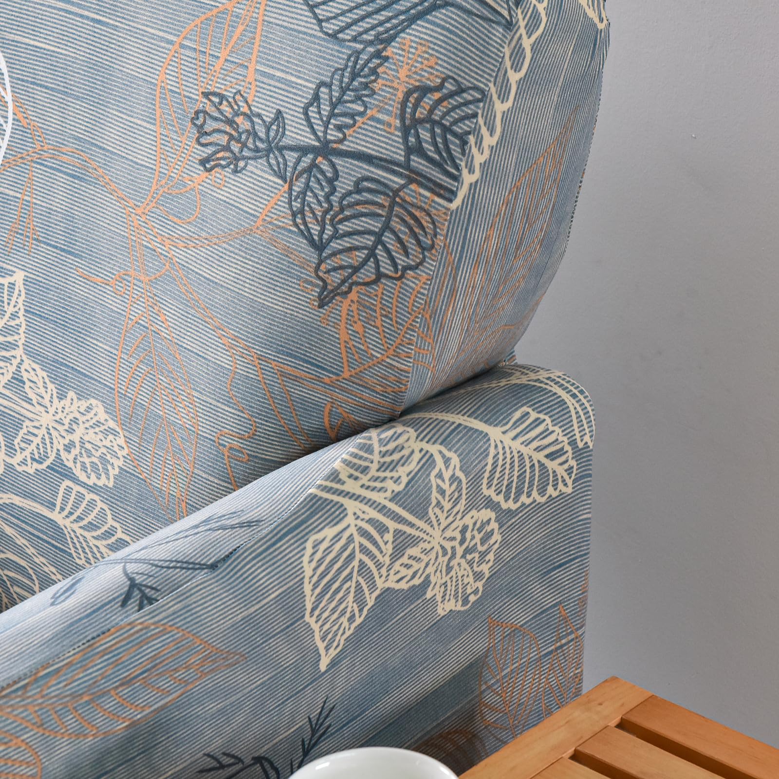 OKYUK Banquet Armchair Slipcovers Printed Chair Slipcovers with Arms 1-Piece Stretch Chair Covers for Living Room Anti Slip Soft Armchair Slipcover Kids Pets Friendly Furniture Protector (Gray leaves) - Image 3