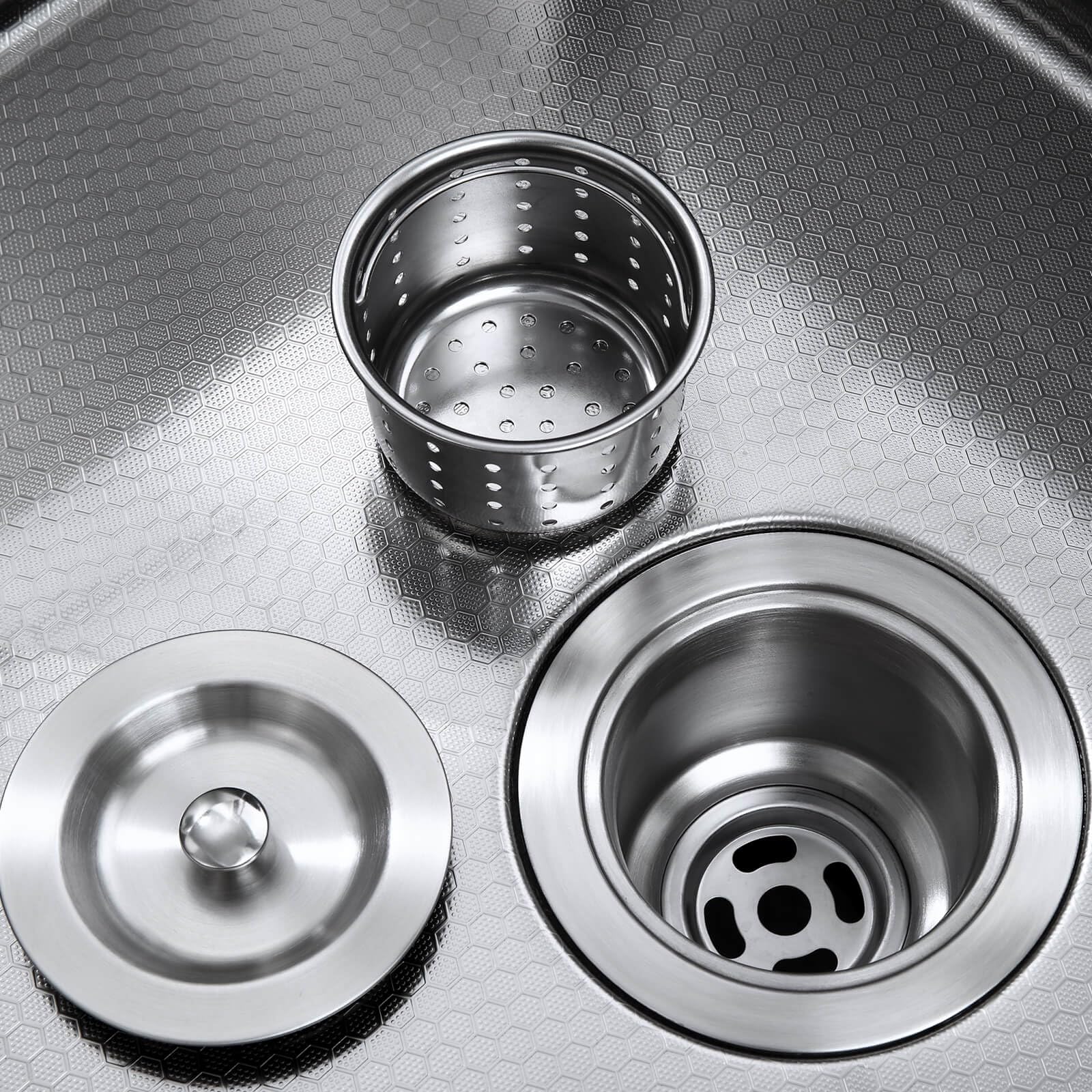 Rovogo Desague Fregadero de Cocina de 3 1/2 Pulgadas, Rejilla de Acero Inoxidable, Cesta Profunda Extraíble, Colador Incluido