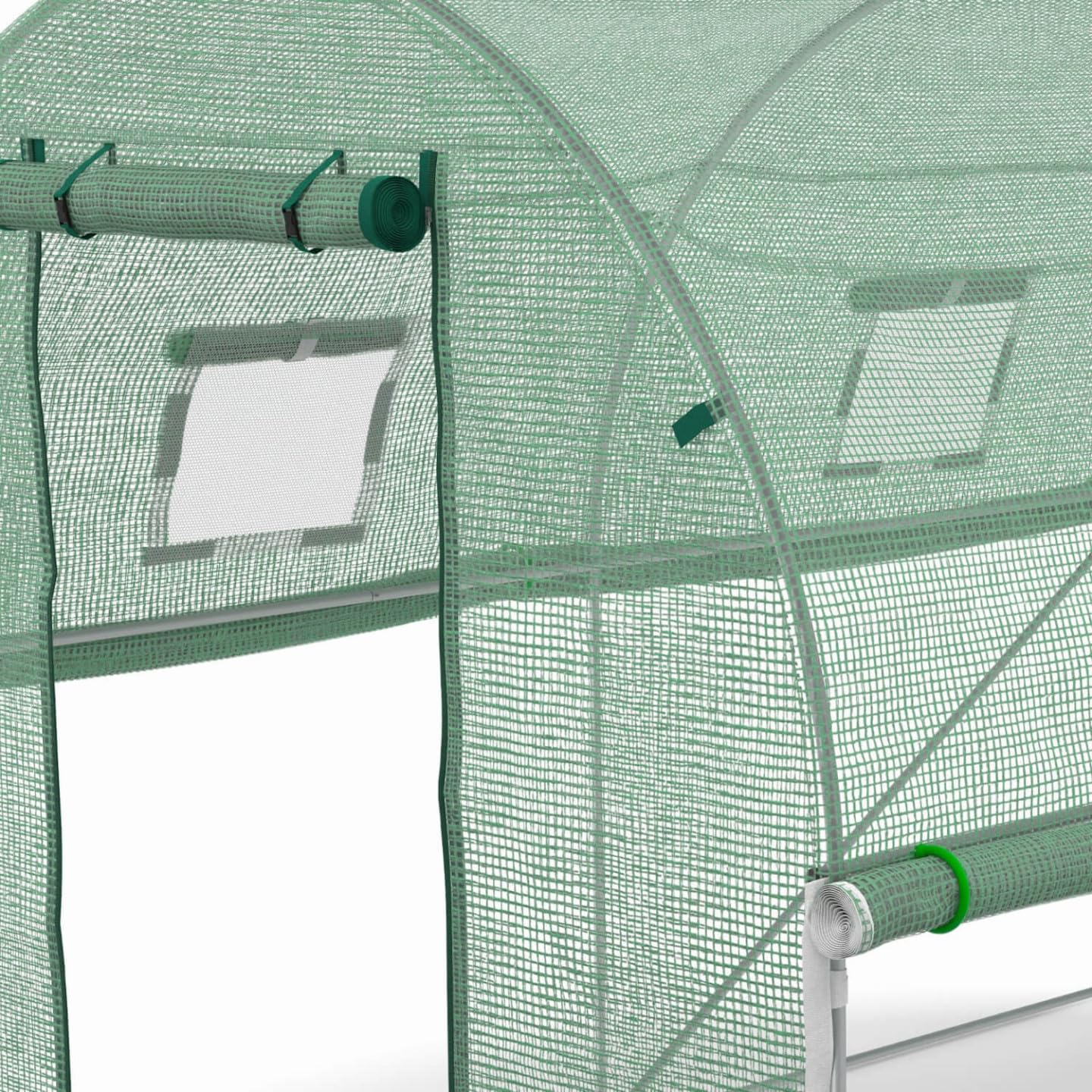 IDMarket - Serra da giardino a tunnel da 6 m², 3 x 2 x 2 m, in acciaio zincato + telo anti-UV con porta e finestre ROMA verde, per tutte le