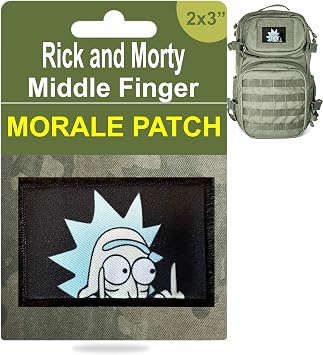 RedheadedTshirts Rick Middle Finger Patch - 2x3 Hook and Loop Tactical Morale Patches for Outdoor Backpacks, Plate Carriers, Vests, Operator Caps, Military Gear, Funny Patches, Tactical Accessories