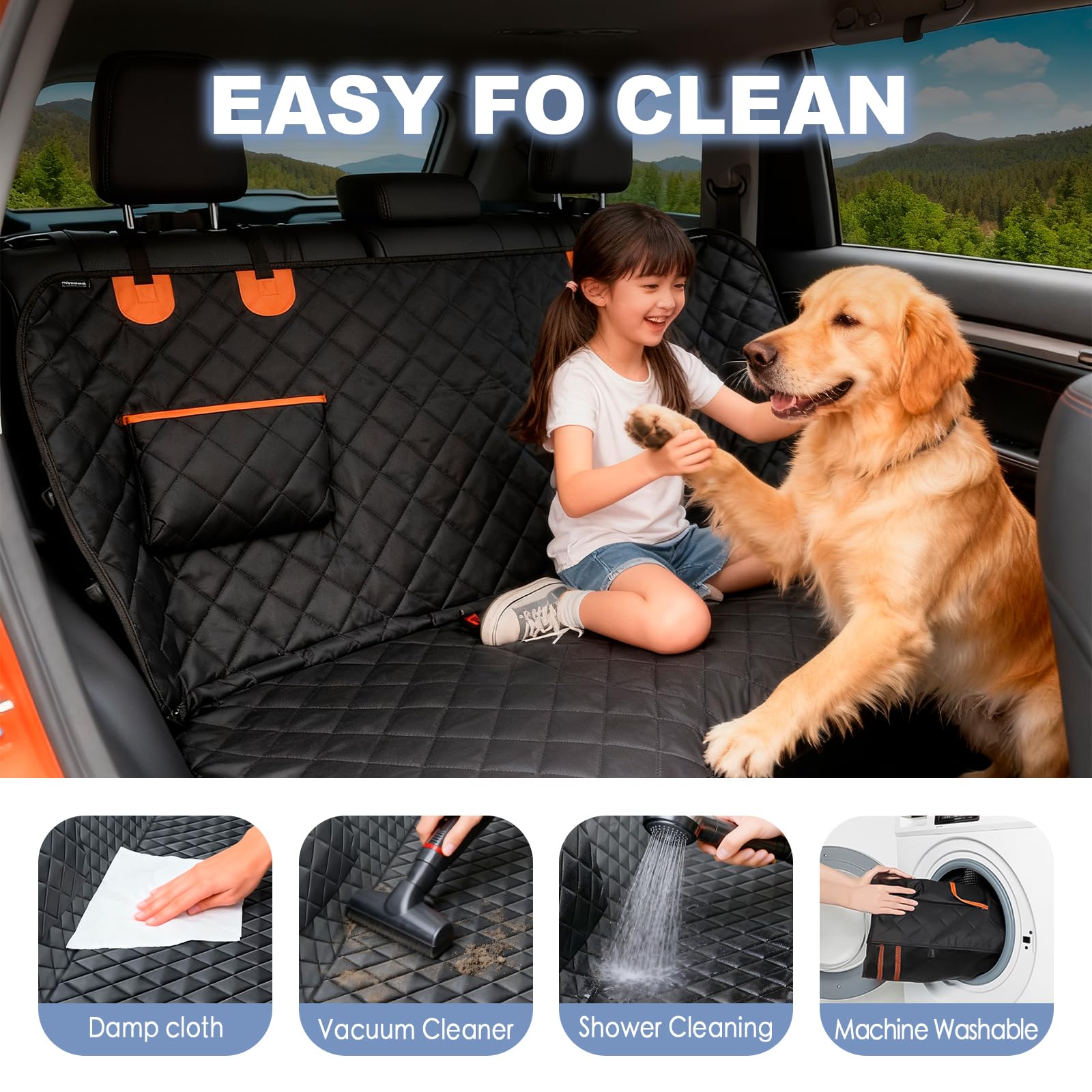 Leashelllinco Dog Back Seat Cover Hammock, Waterproof 600D Heavy Duty Dog Car Seat Cover with Side Flaps, Scratch-Resistant Bench Seat Protector for Cars, SUVs & Trucks Grey - image 4