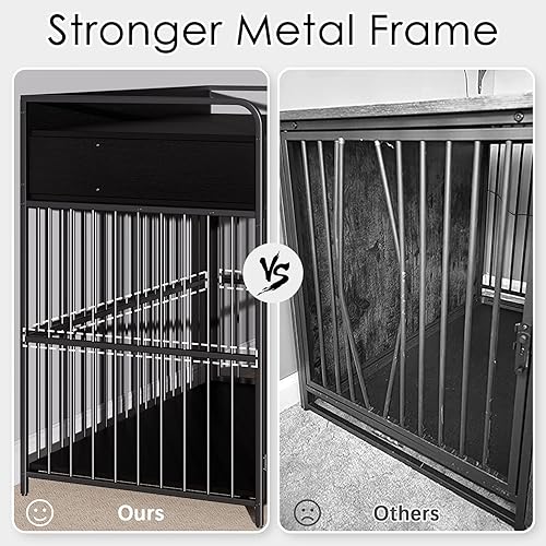Miniatura 4 de Jaula Grande para Perros de Mueble, Perrera para Perros de Interior, Mesa de Jaula para Perros de Madera con Cajones de Almacenamiento, Jaula para