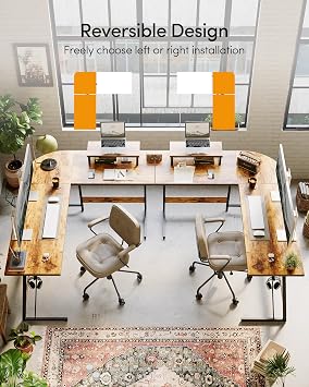 CubiCubi L Shaped Gaming Desk, 170 x 120 cm Computer Desk with Monitor Stand, Office Table for Home and Office, Rustic Brown