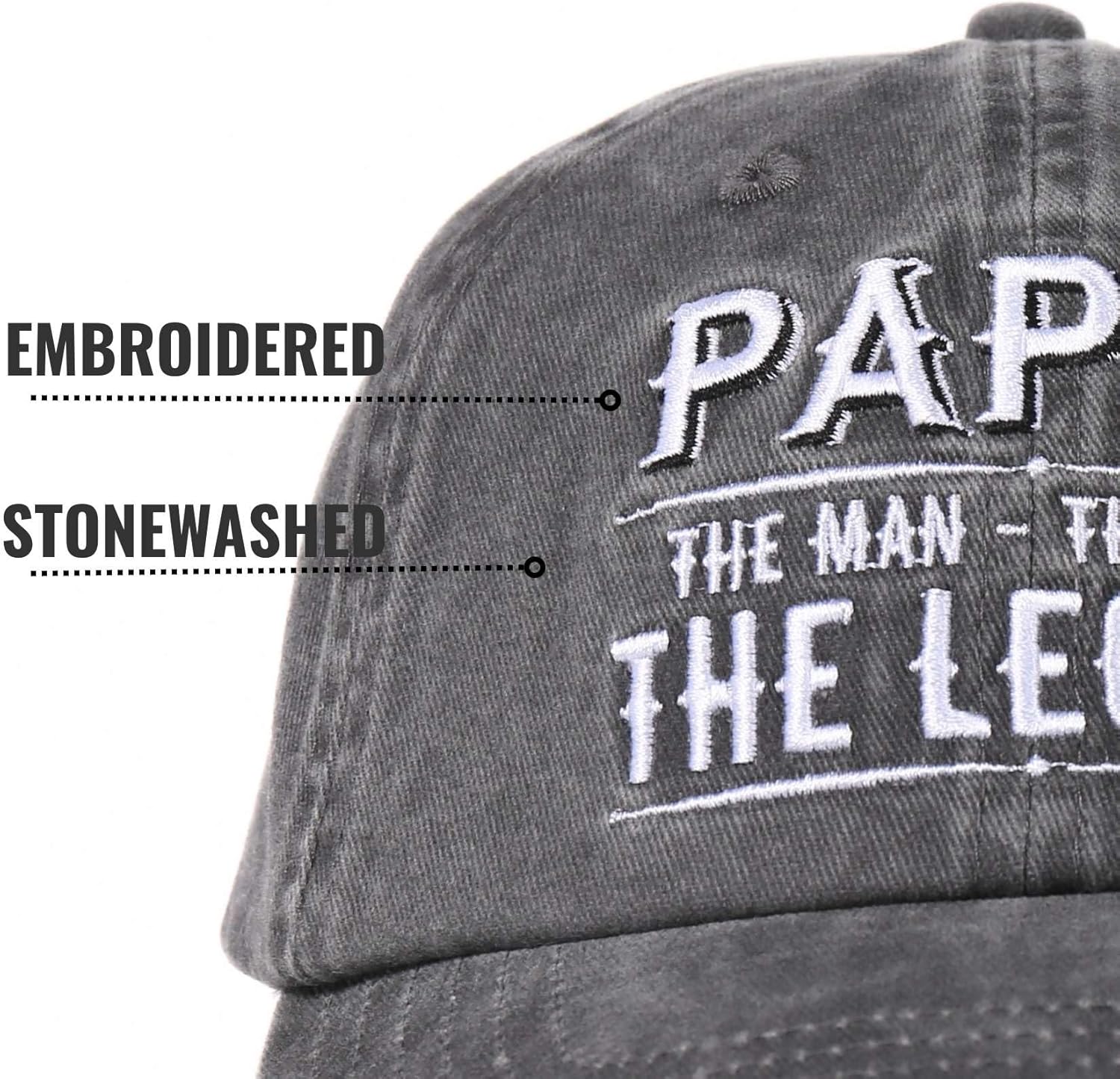Pappy Gifts Embroidered Cap, Funny Grandpa Gifts for Men, Adjustable Hat Gifts Accessory for Birthday & Christmas Grey - Image 6