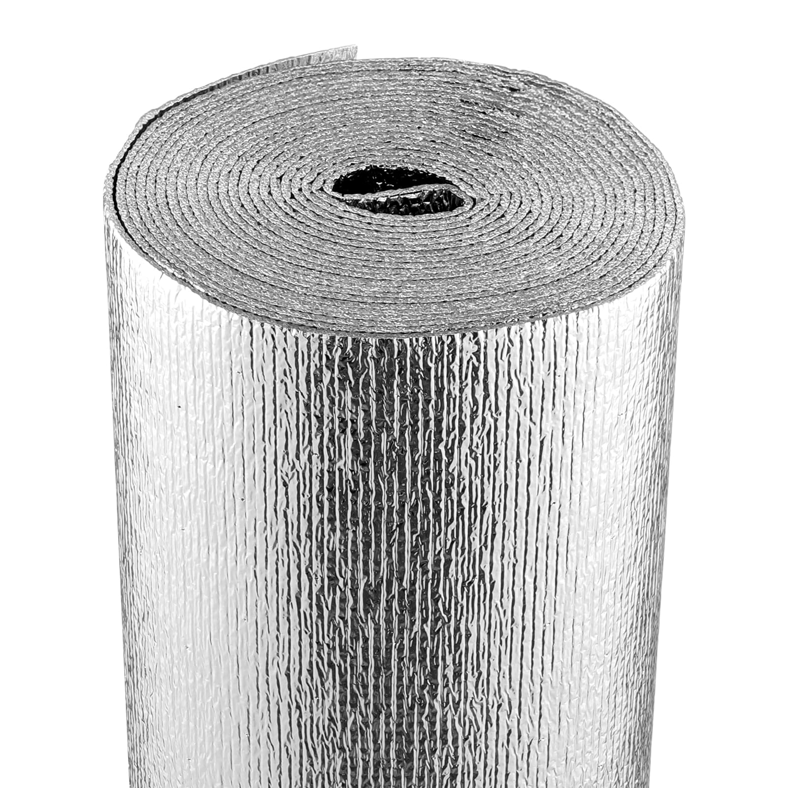 Double Reflective Insulation Roll, Foam Core Radiant Barrier, 3.2 mm 48 in x 25 ft, Double-Sided Aluminum Foil EPE Foam Heat Reflective Shield, Thermal Insulation Roll for Window RV Roof