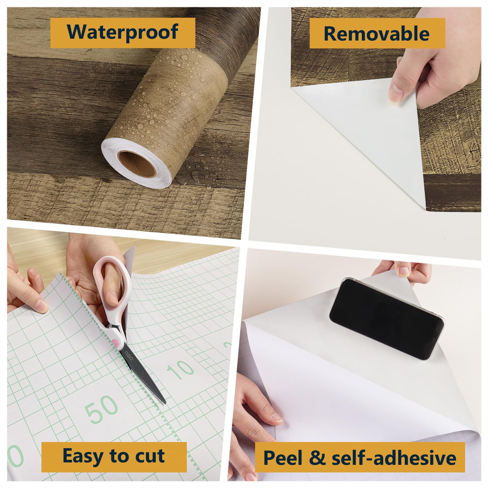 Yullpaper Plakfolie, meubelfolie, bruin, houtlook