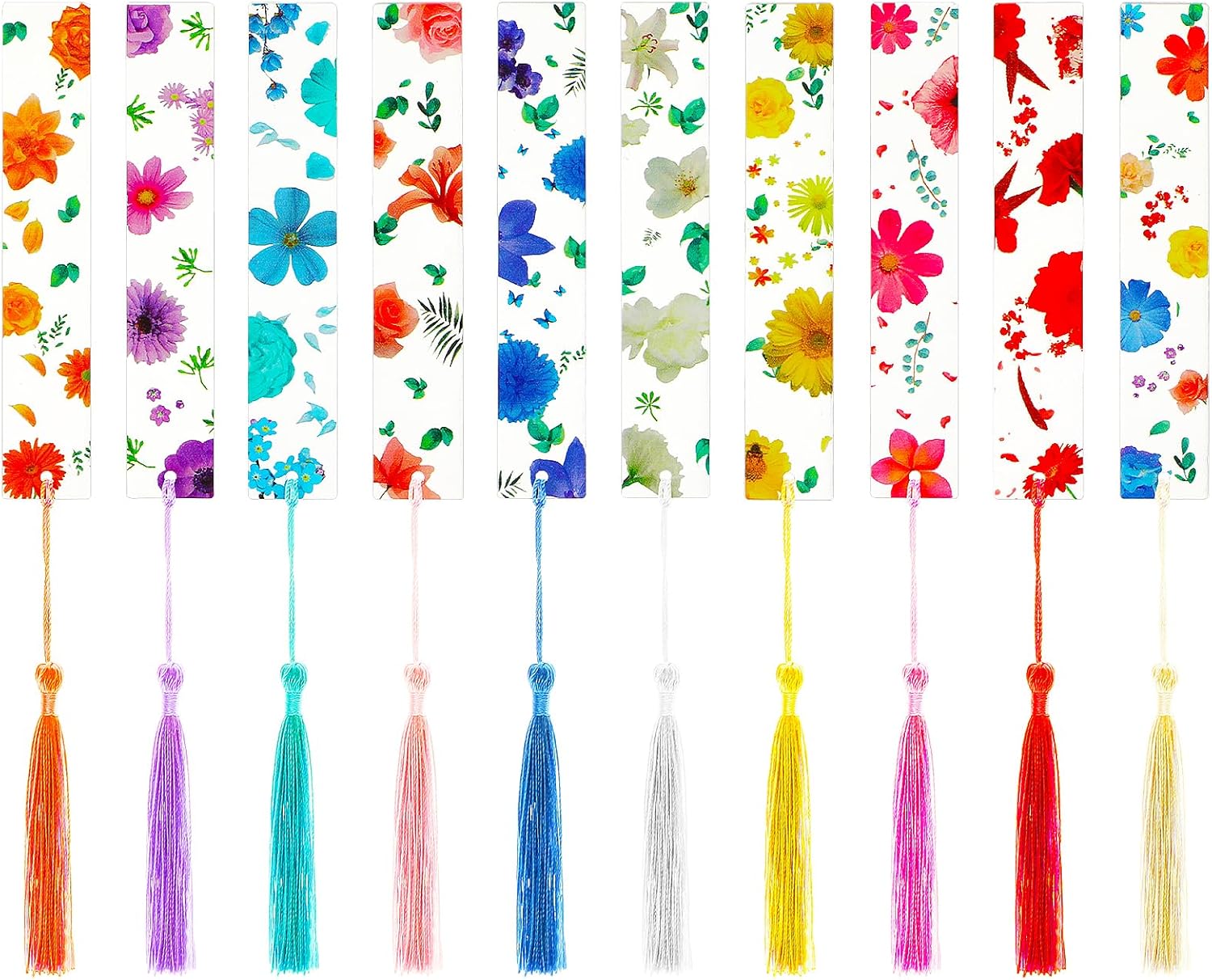 Prasacco 10 Pieces Flower Bookmark for Women, Acrylic Bookmarks with