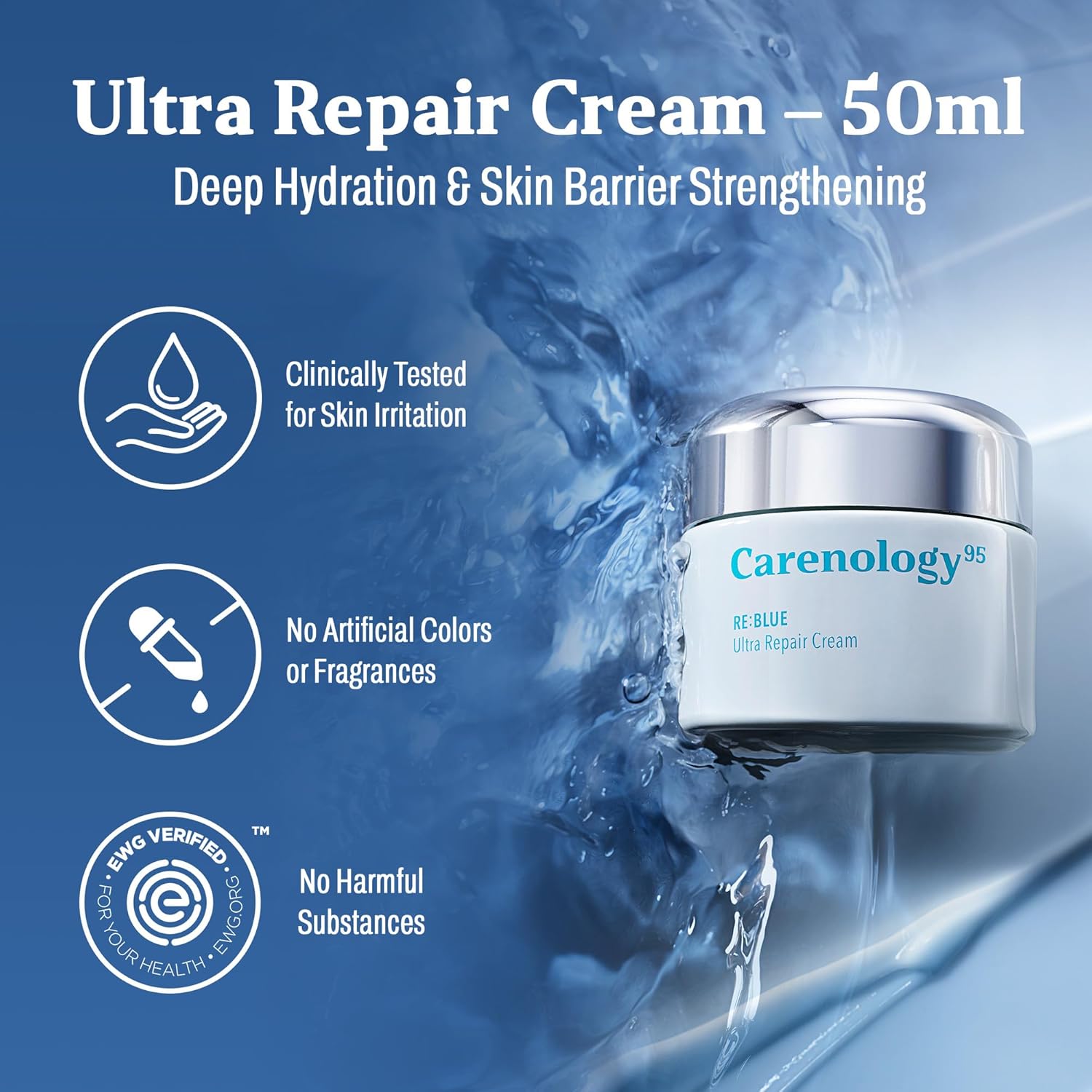 Carenology 95 RE:BLUE Ultra Repair Cream 1.7 FL OZ / 50ml - Image 2