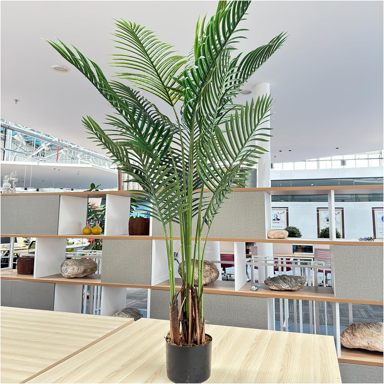 6ft Tall Artificial Areca Palm Trees – Set of 2 | 19-Trunk Real Touch Fake Palm with Natural Moss & Pot | Lifelike Faux Plants for Home, Office, or Patio Indoor/Outdoor Decor