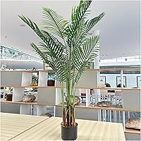 Vista 5 de Palmera artificial de areca de 5 pies, palmera falsa con 17 troncos, planta artificial premontada con musgo realista para oficina en casa, árbol