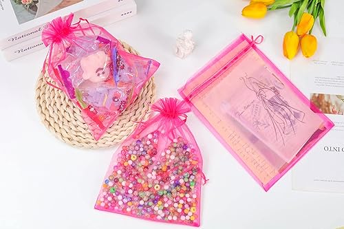 Miniatura 55 de YunKo 50 bolsas de organza de 6 x 9 pulgadas con cordón para regalo, joyería de malla, bolsa de protección de frutas, bolsa de organza transparente