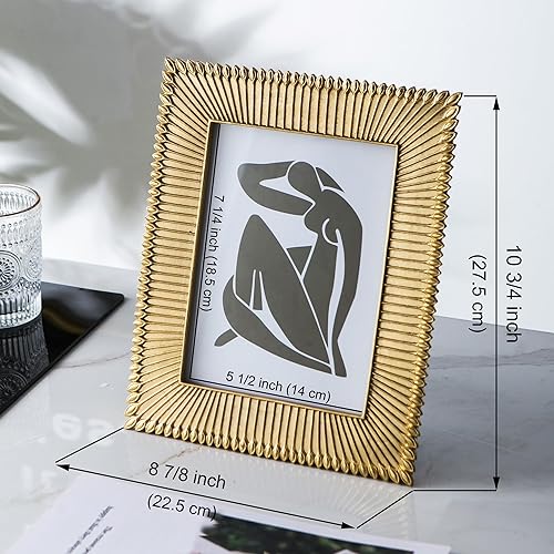 Vista 19 de Kimdio Marco de fotos de resina de 4 x 6 pulgadas, marcos de fotos dorados, marco rústico con vidrio de alta definición para pared o mesa