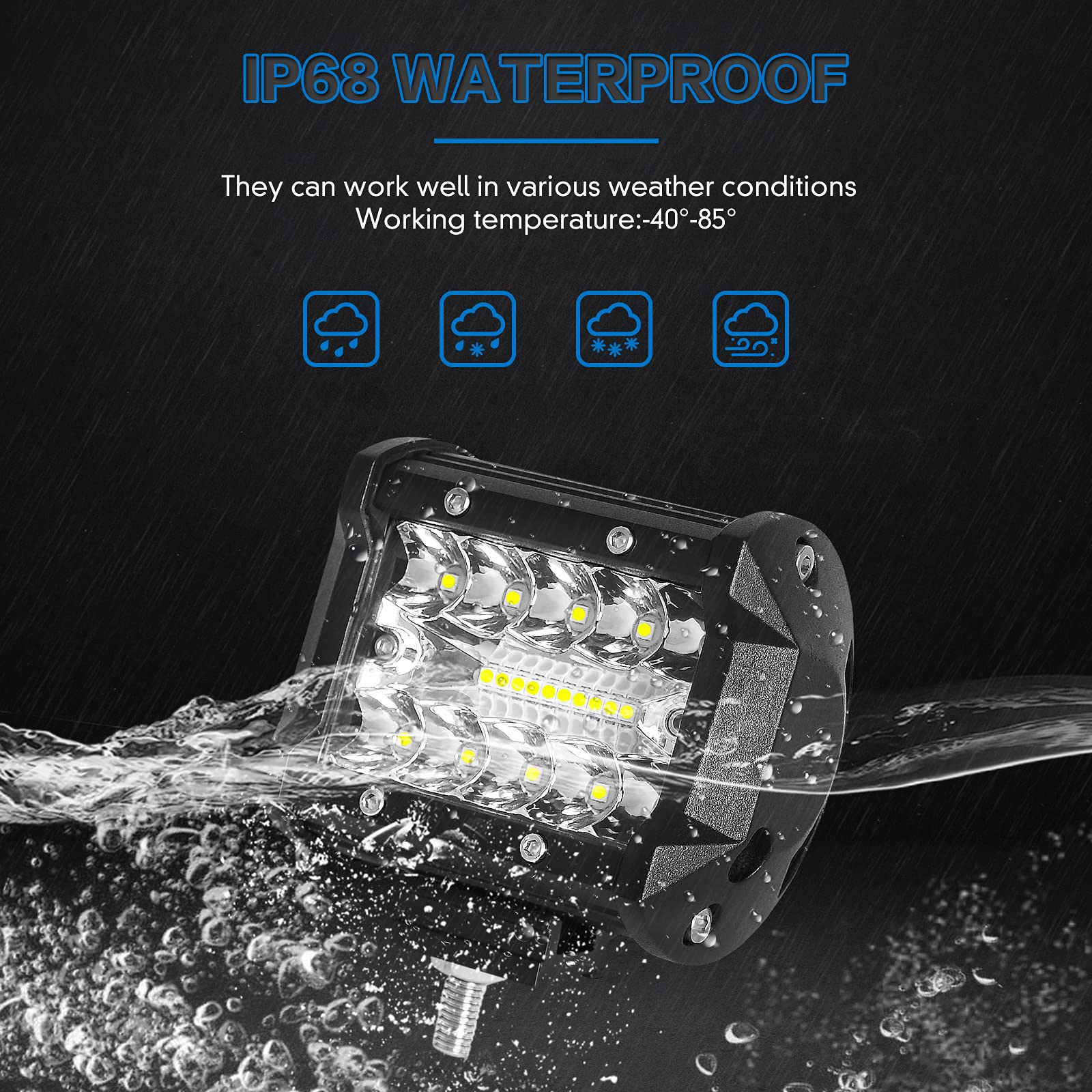 LED Light Pods, BEEYEO 4 Inch LED Light Bars 4PCS 120W 12000LM Boat Light Bars Spot Flood LED Driving Fog Light Off Road Lights Bars LED Work Light for Truck Pickup Van Camper SUV ATV