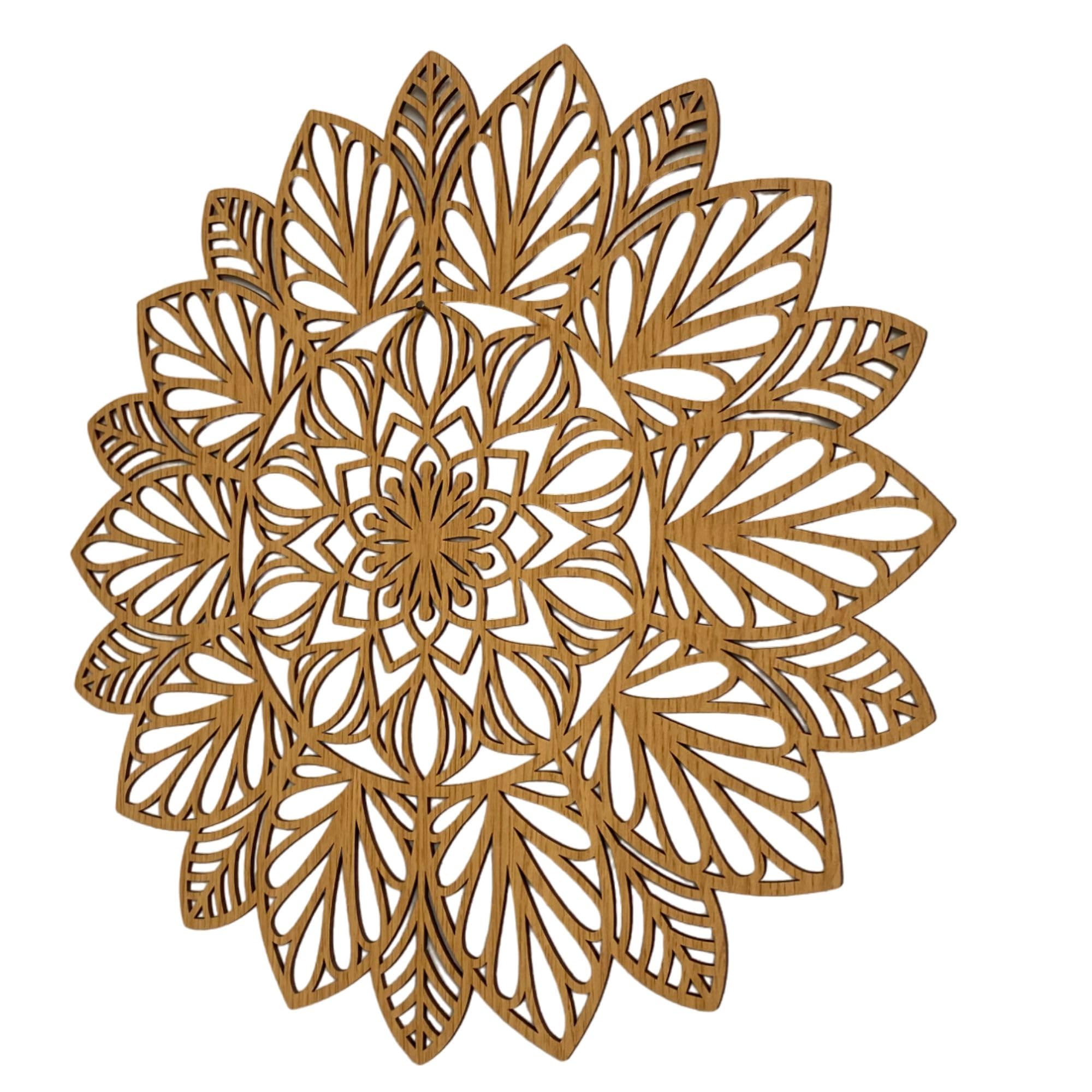 SENTOP HDF0255 Geschnitztes Bild an der Wand aus Holzmaterial für den Innenraum, Blume (Eiche, 40 cm)