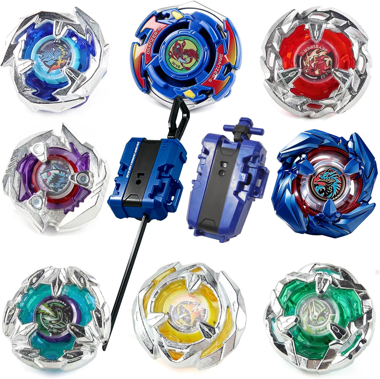 ASVEXKW Battling Set, Spinninning Top Burst Boy Combat Battling Game Set, Spinning &amp; Launchers, Greats Birthday Gift for Boys, 8 &amp; 10 Spinning Tops
