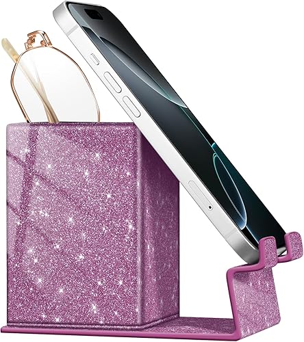 Miniatura 10 de FINTIE Soporte para lápices con soporte para teléfono, soporte para gafas, organizador de escritorio, mesita de noche, accesorios de oficina