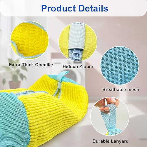 Miniatura 4 de Bolsa para lavadora de zapatos, paquete de 2 bolsas reutilizables para zapatos de lavandería con cremallera para tenis y zapatos de tenis, limpieza