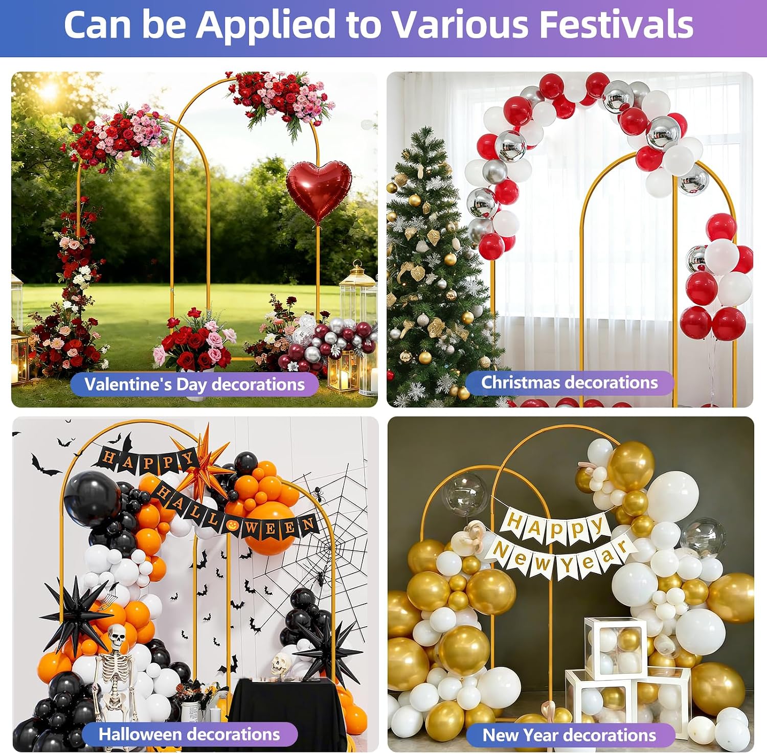 Hemmotop Metal Arch Backdrop Stand Set of 2, 7.2ft and 6ft
