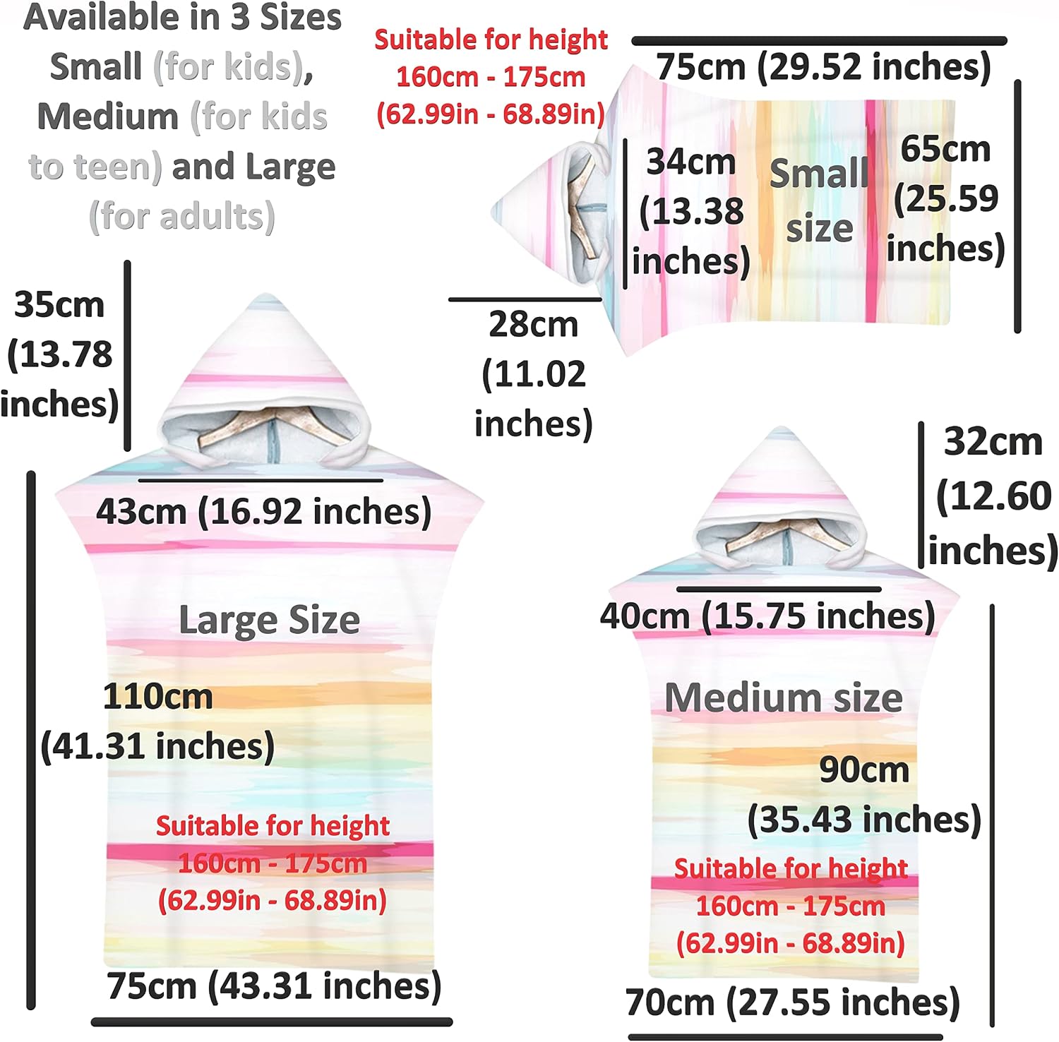 kaylz Microfiber Surf Poncho Wearable Beach Towel Oversized, Kids Adult Hooded Towel Quick Dry Changing Poncho (Pattern P 03) (70 * 90cm (27.56 * 35.43 inches))