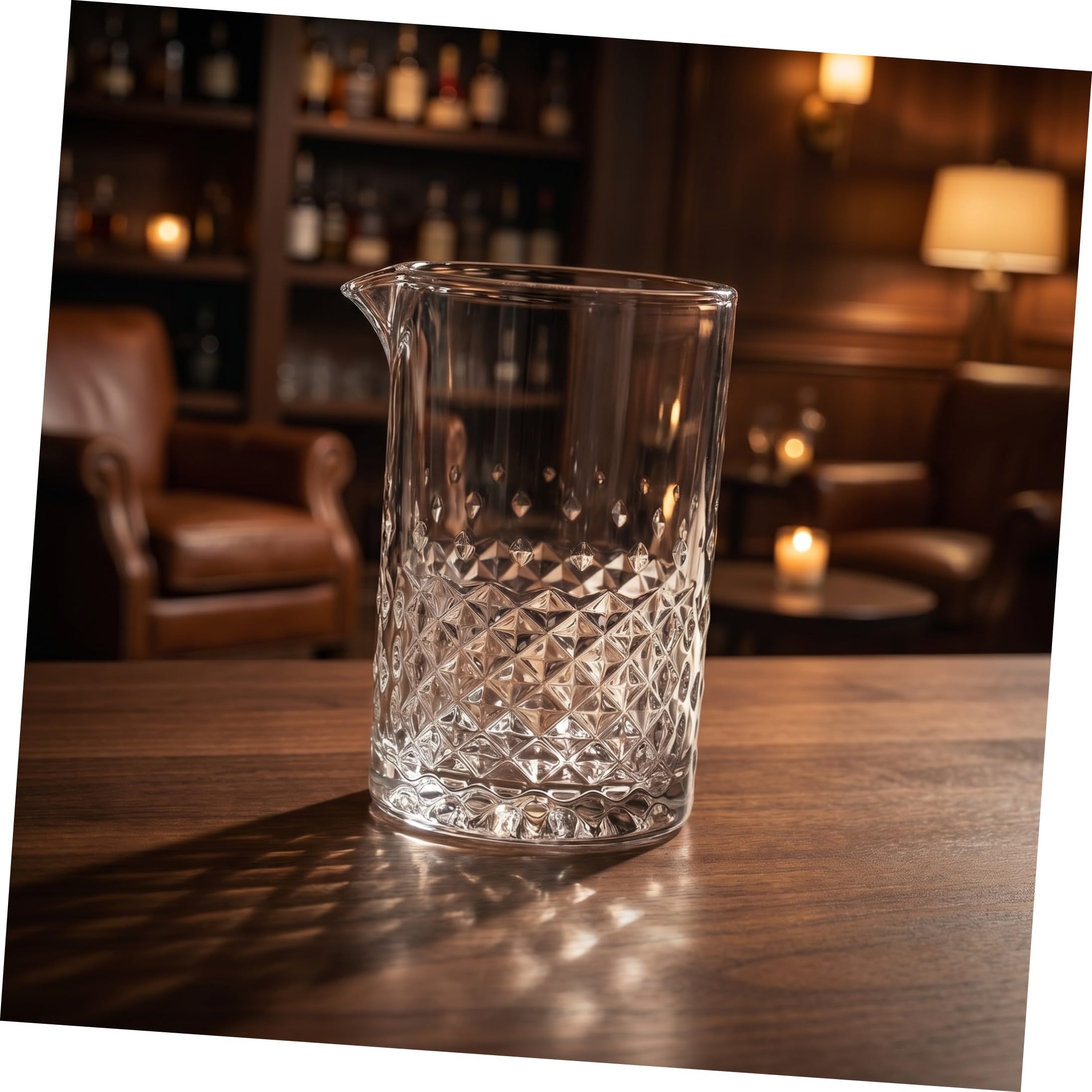 Jarra Mezcladora de Cócteles de Cristal 700 Ml Diseño Estrellado, Vaso Agitador para Bar y Coctelería, Fondo Grueso Antideslizante para Uso en Hogar y Entretenimiento