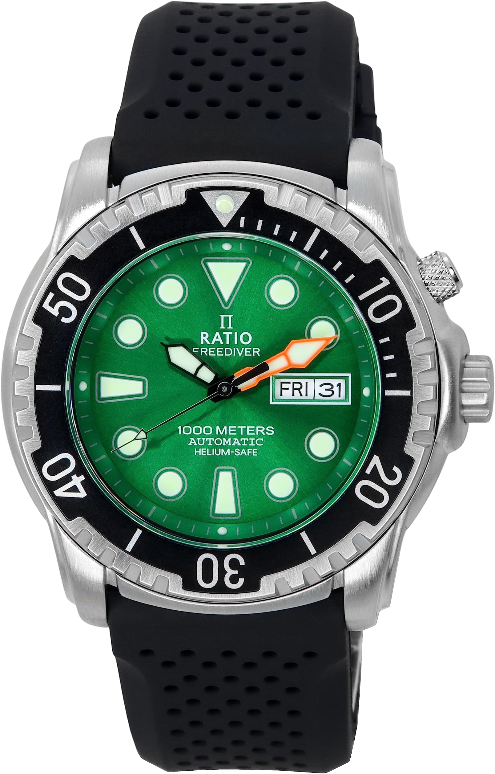 RATIOFreeDiver Helium-Safe Dive Watch Sapphire Crystal Automatic Diver Watch 1000M Water Resistant Diving Watch for Men