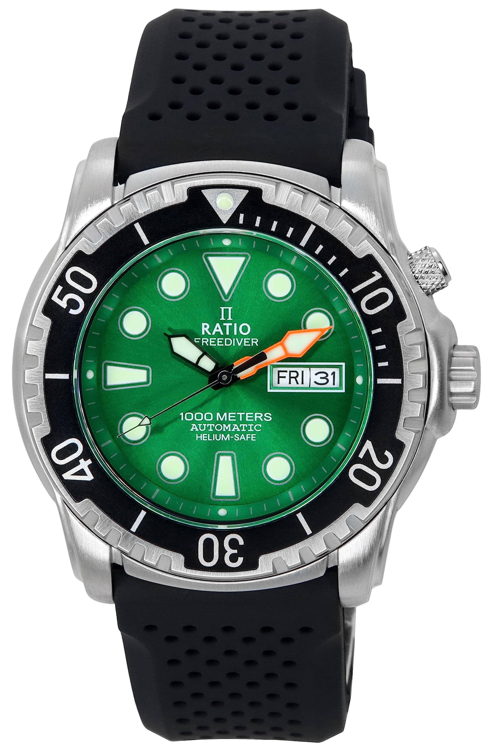 RATIOFreeDiver Helium-Safe Dive Watch Sapphire Crystal Automatic Diver Watch 1000M Water Resistant Diving Watch for Men