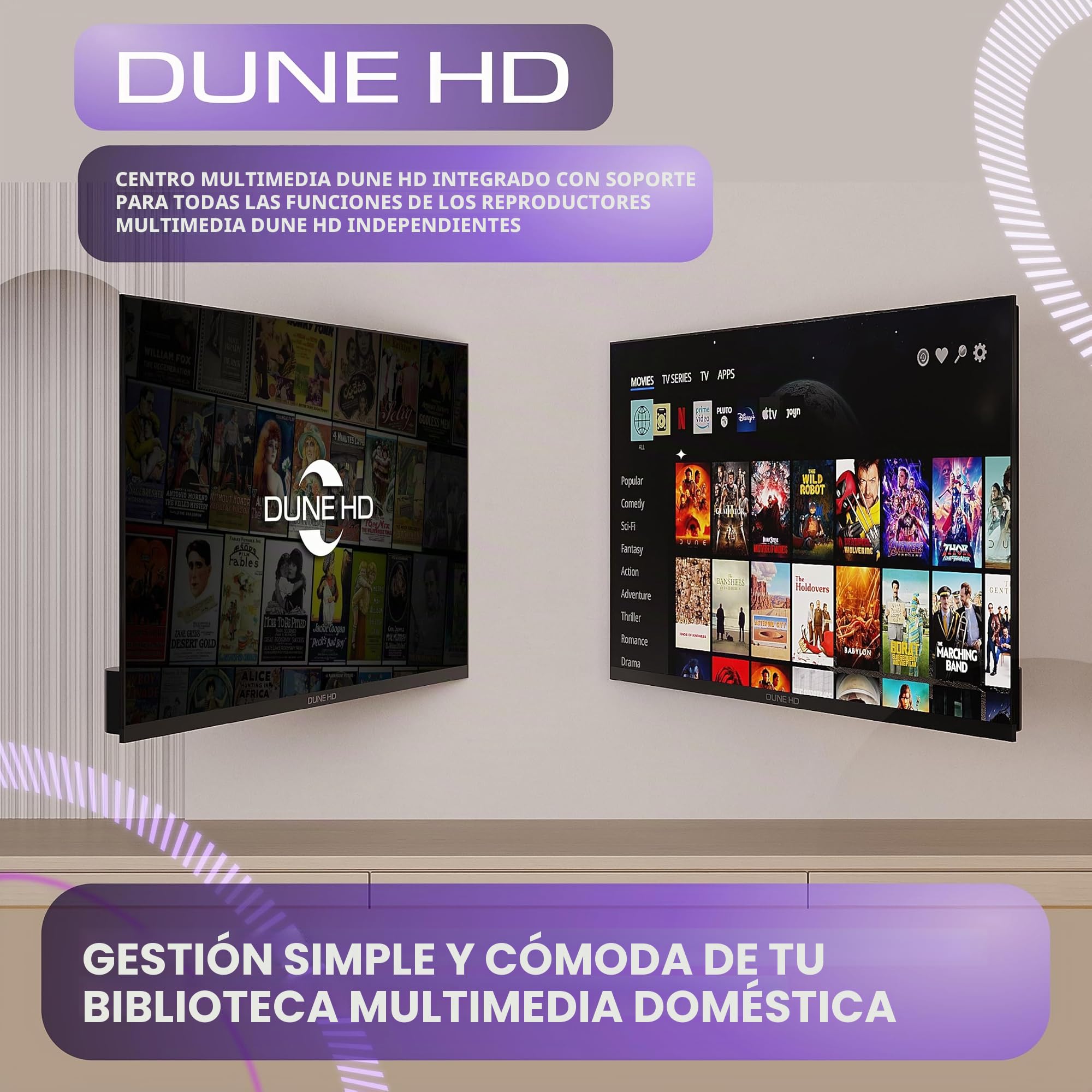 Dune HD Smart TV 43" (2026), QLED 4K UHD Quantum Dots, HDR10 HLG, Whale OS Android, 2+16, Sintonizador Triple DVB-T/T2/S/S2/C + TV analógica, Control por Voz, AirPlay, Miracast (43, Pulgadas)