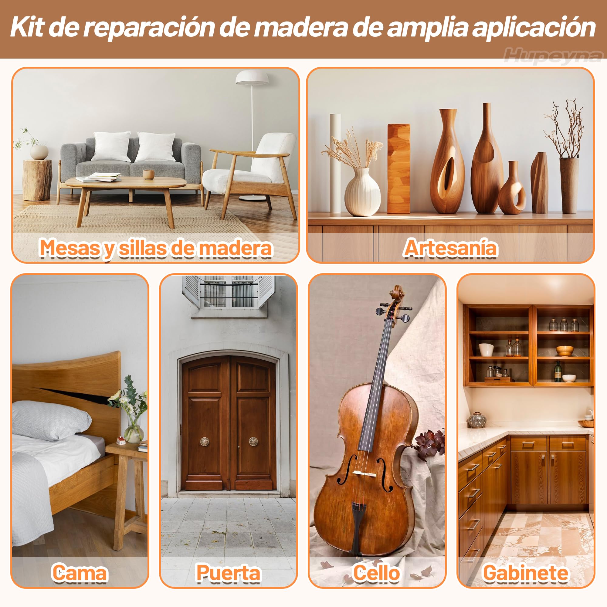 Kit de Reparación de Madera, Kit Reparación Laminado - Serie Madera Natural | Masillas de Madera y Cera de Abejas, Reparación de Manchas, Grietas, Agujeros, Decoloración Reparador Arañazos Parquet
