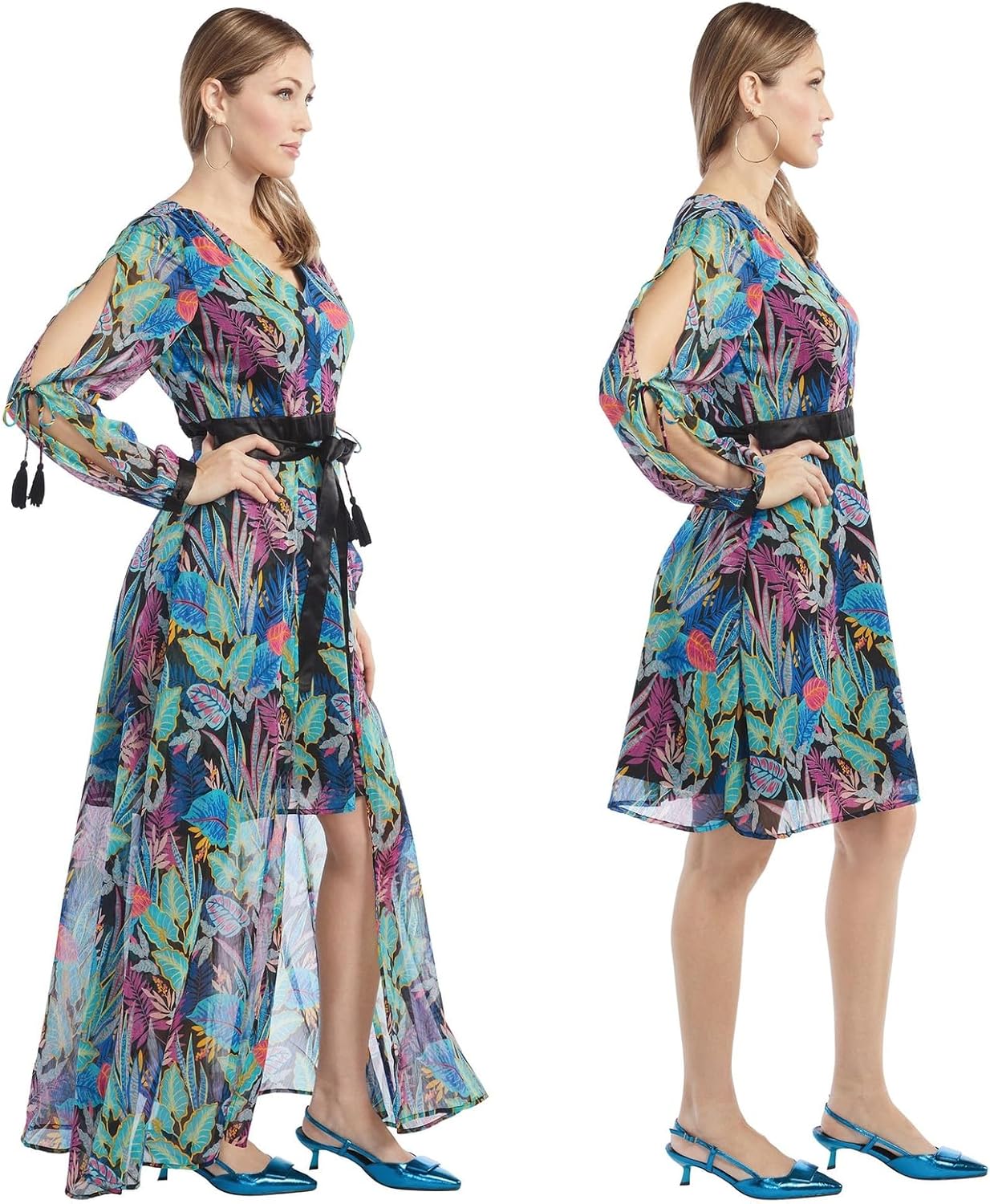 Masseys Printed Dress and Wrap Set