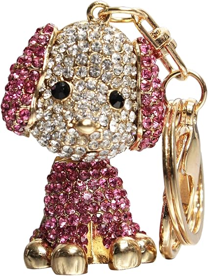 Amazon Co Jp バッグチャーム キーホルダー ラインストーン クリスタル スワロフスキー幸運 イヌ 犬 ピンク シューズ バッグ