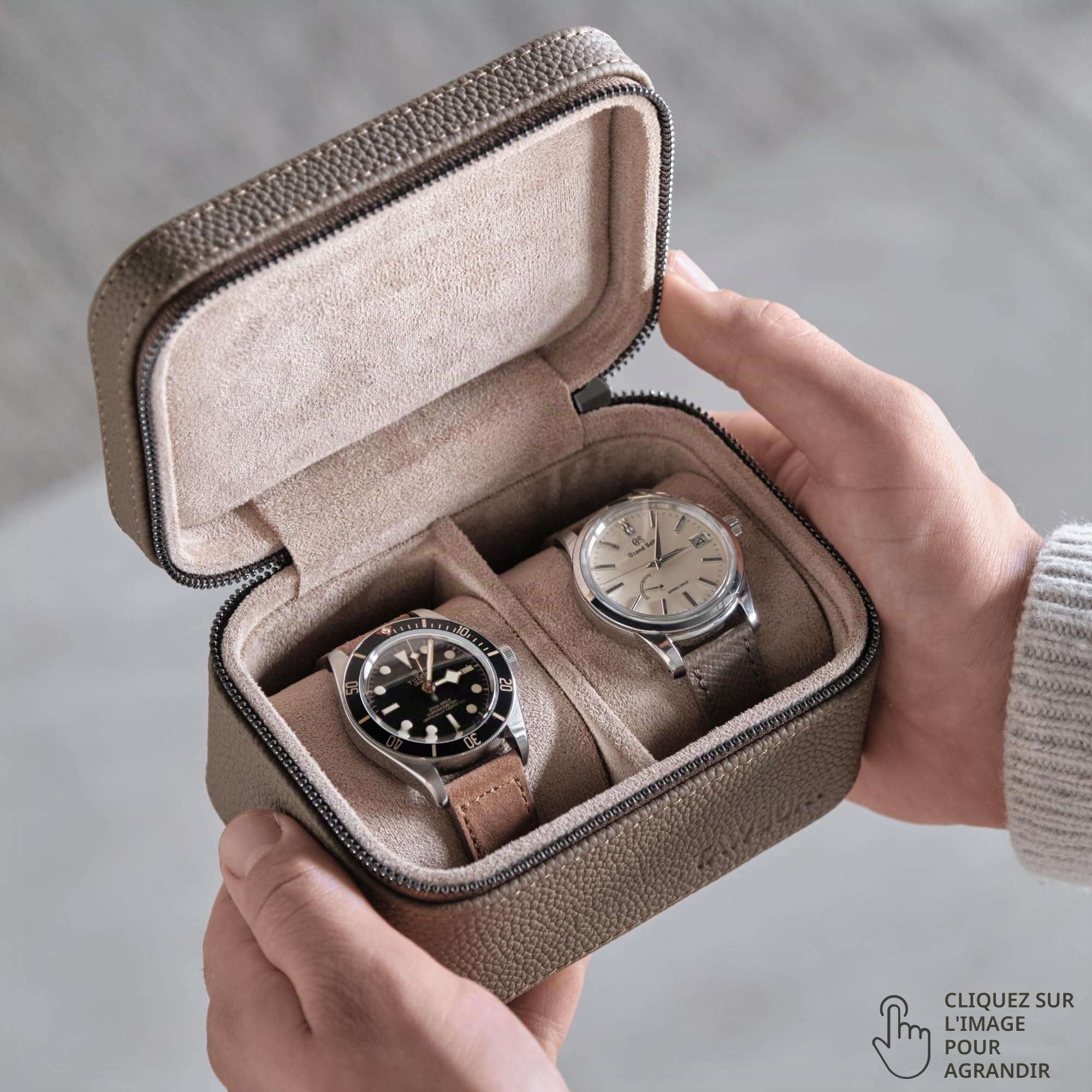 TAWBURY Étui en cuir pour montres de voyage – Boîte à montres pour 2 montres | Étui à montres pour femmes et hommes | Rangement de montres