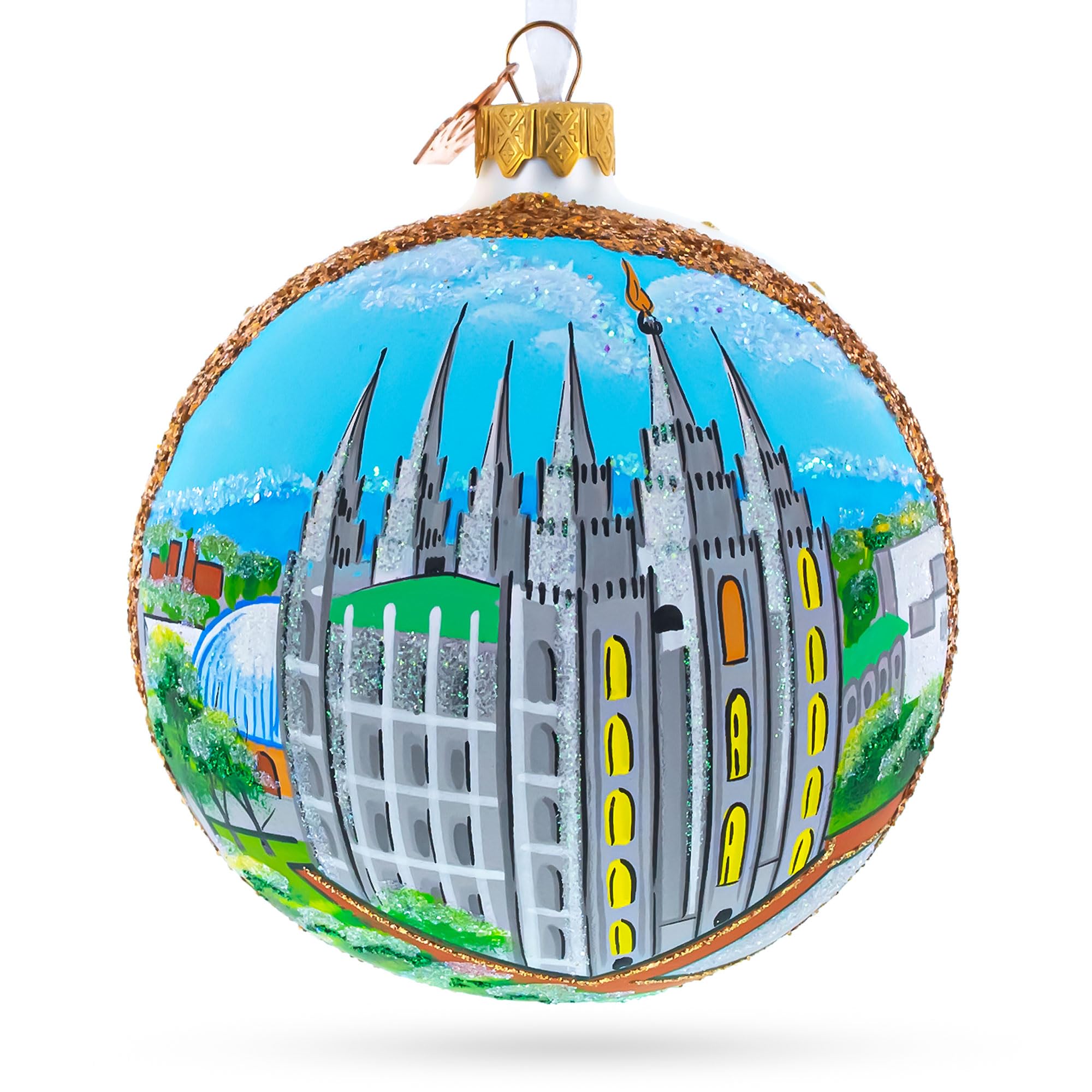 Globo de Navidad de Vidrio de 4 Pulgadas del Templo de Salt Lake de Utah