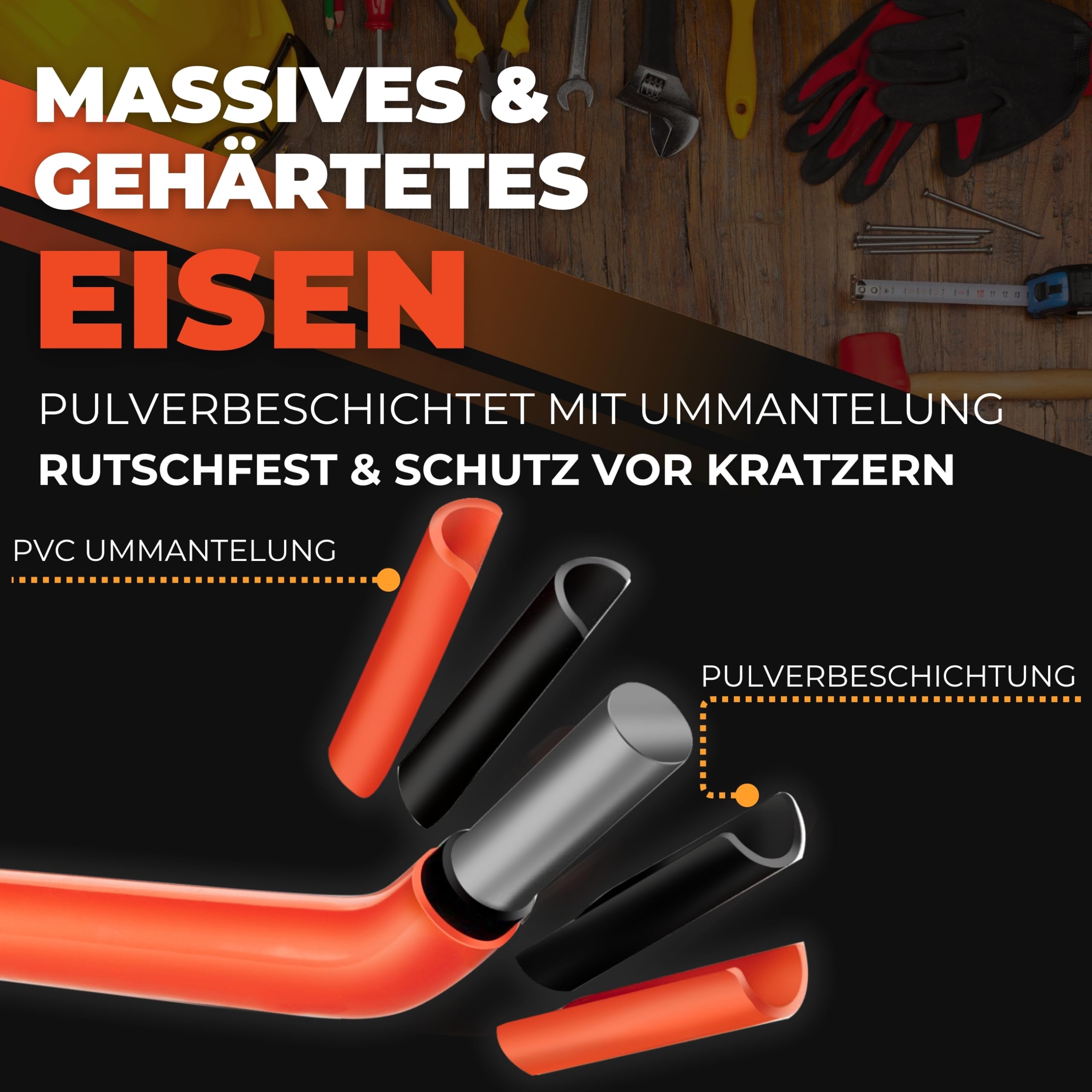 bonsport 12er Set Wandhaken für Garage - Schwerlasthaken zum Schrauben - Garagenhaken belastbar bis max. 40 kg - Haken Wand Schwerlast Leiterhaken Gerätehaken Gartengerätehalter