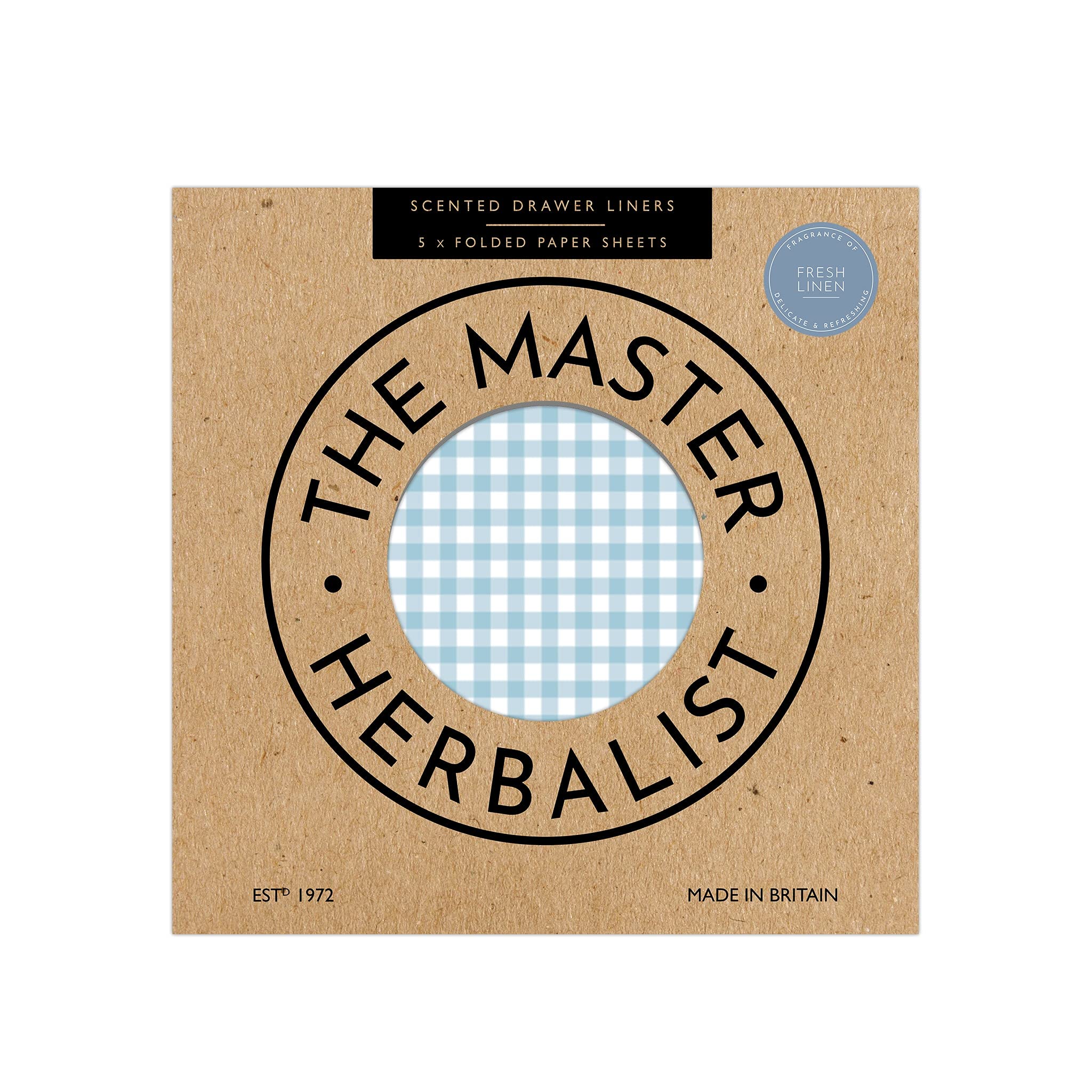 The Master Herbalist Fragrant Fresh Linen SCENTED DRAWER LINERS in a DUCK EGG BLUE GINGHAM Design | Pack of 5 Sheets | Contains Essential Oils | MADE IN THE UK.