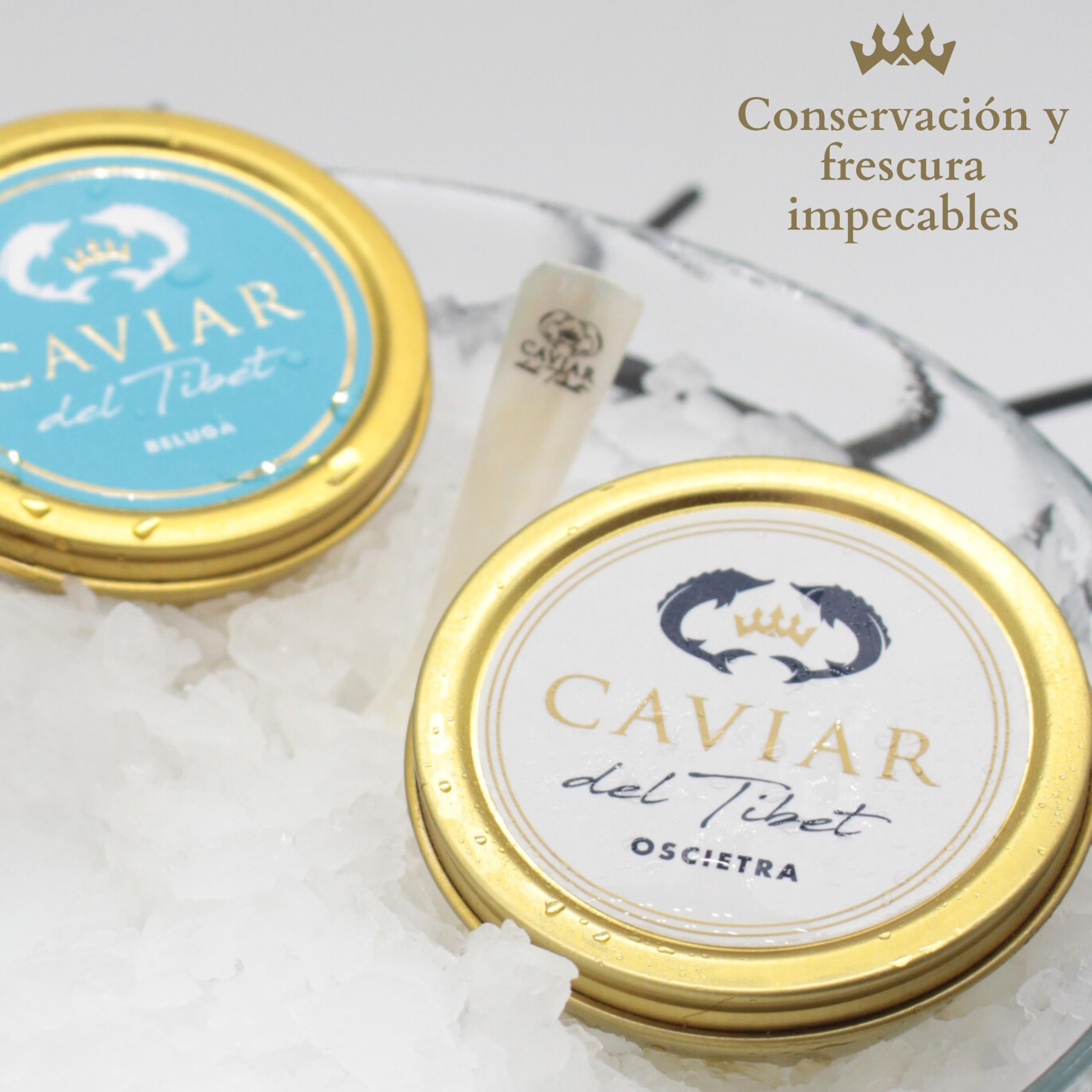 Dúo Caviar del Tíbet Selección – Estuche Gourmet - Caviar Oscietra 50 GR y Caviar Beluga 50GR – Huevas de Esturión - Pack Regalo Gourmet
