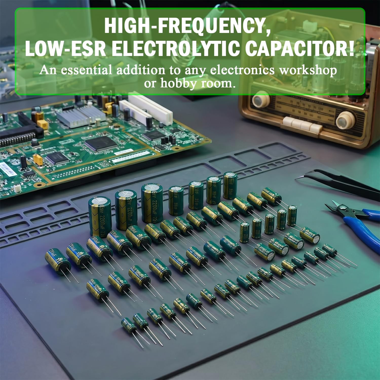 Elkos Kondensator 36 Wert 1000Stk Elektrolytkondensator Set | Elektrolytkondensator Sortimentsbox Set 1uF-1500uF Niedriger ESR Aluminium Capacitor Kit Electrolytic Capacitors