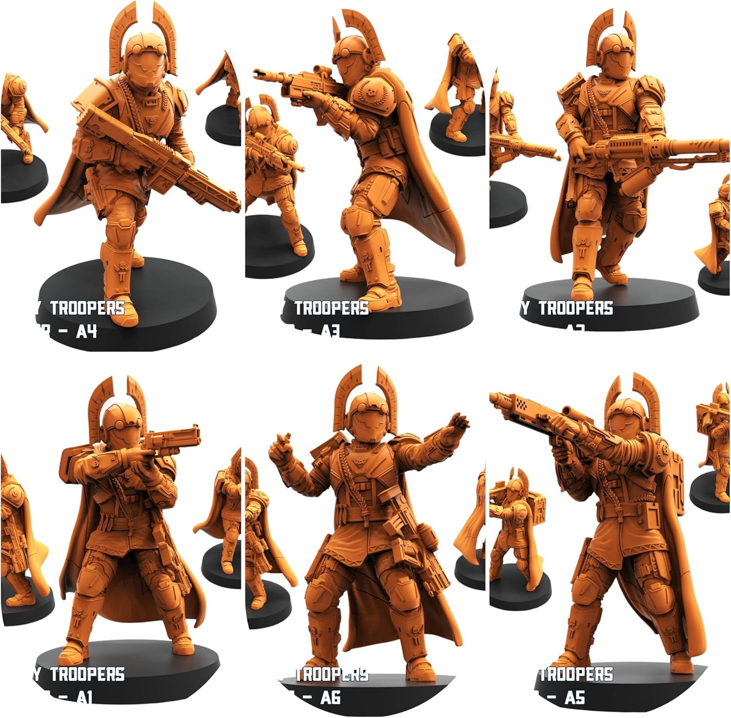 TYL Democracy Troopers Hellstriker Unpainted Miniature for War Gaming | RPG Scale Figures, Detailed Tabletop Board Game Accessories | Realistic Tabletop Miniatures (Combo of 6, 32mm)