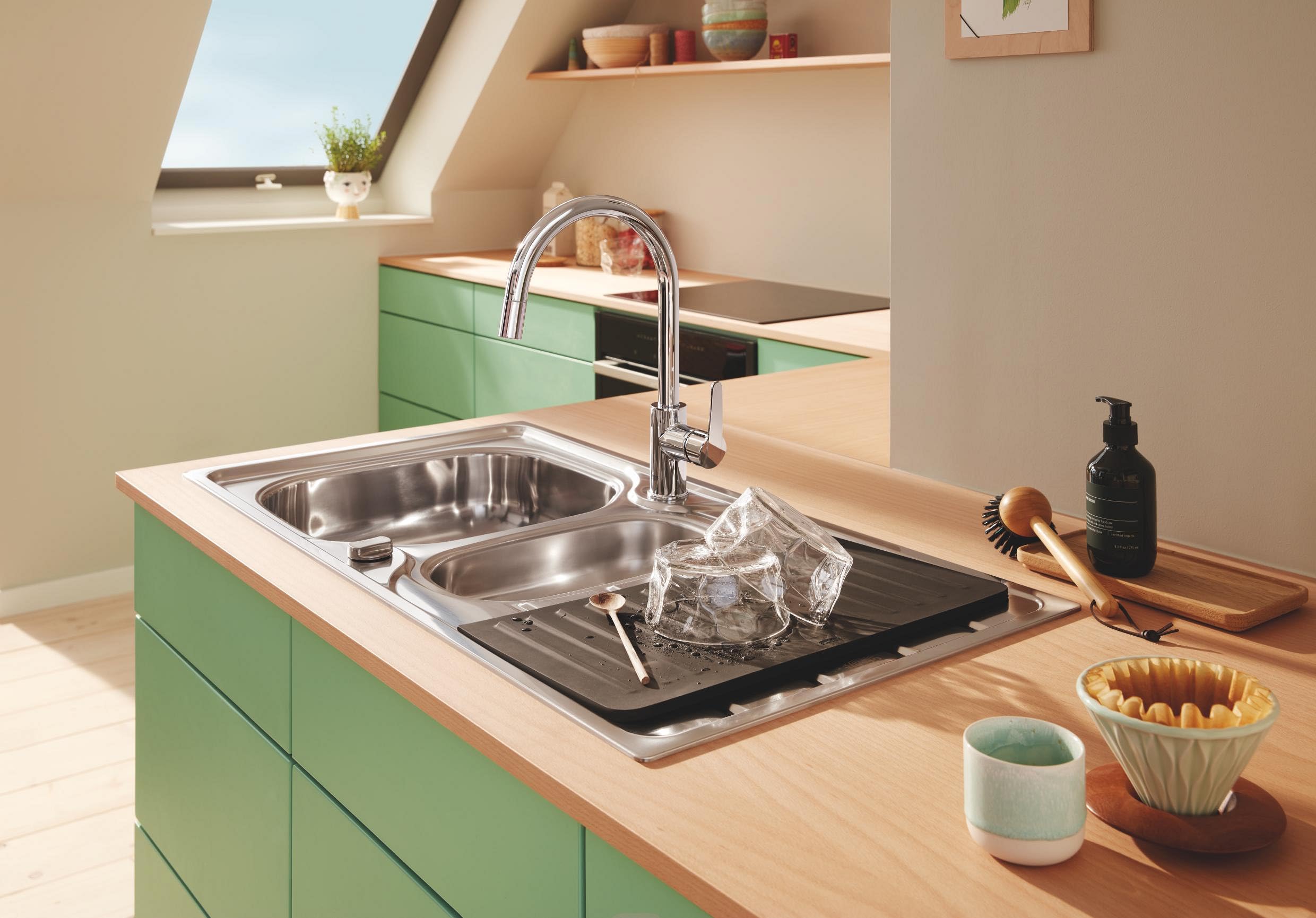 GROHE Abtropfablage (Material: Silikon, 450 x 250mm, spülmaschinenfest, S-Size), schwarz, 40872K00