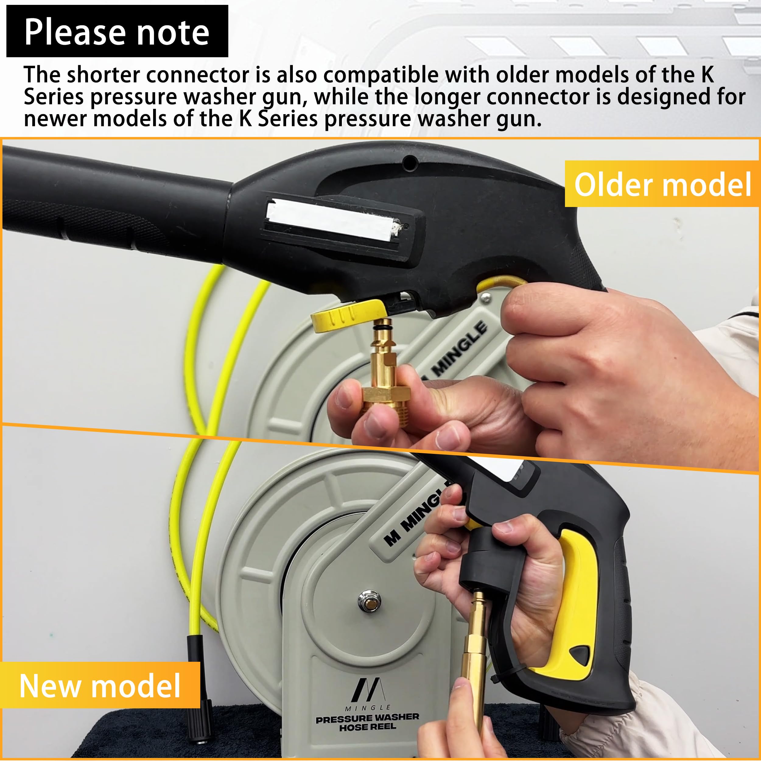 M MINGLE Bobina Retrattile per Tubo di Idropulitrice, Compatibile con Serie Karcher K, K2, K3, K4, K5, K6, K7, 1/4" × 18,29 m Montata a Parete, Idropulitrice 3600 PSI