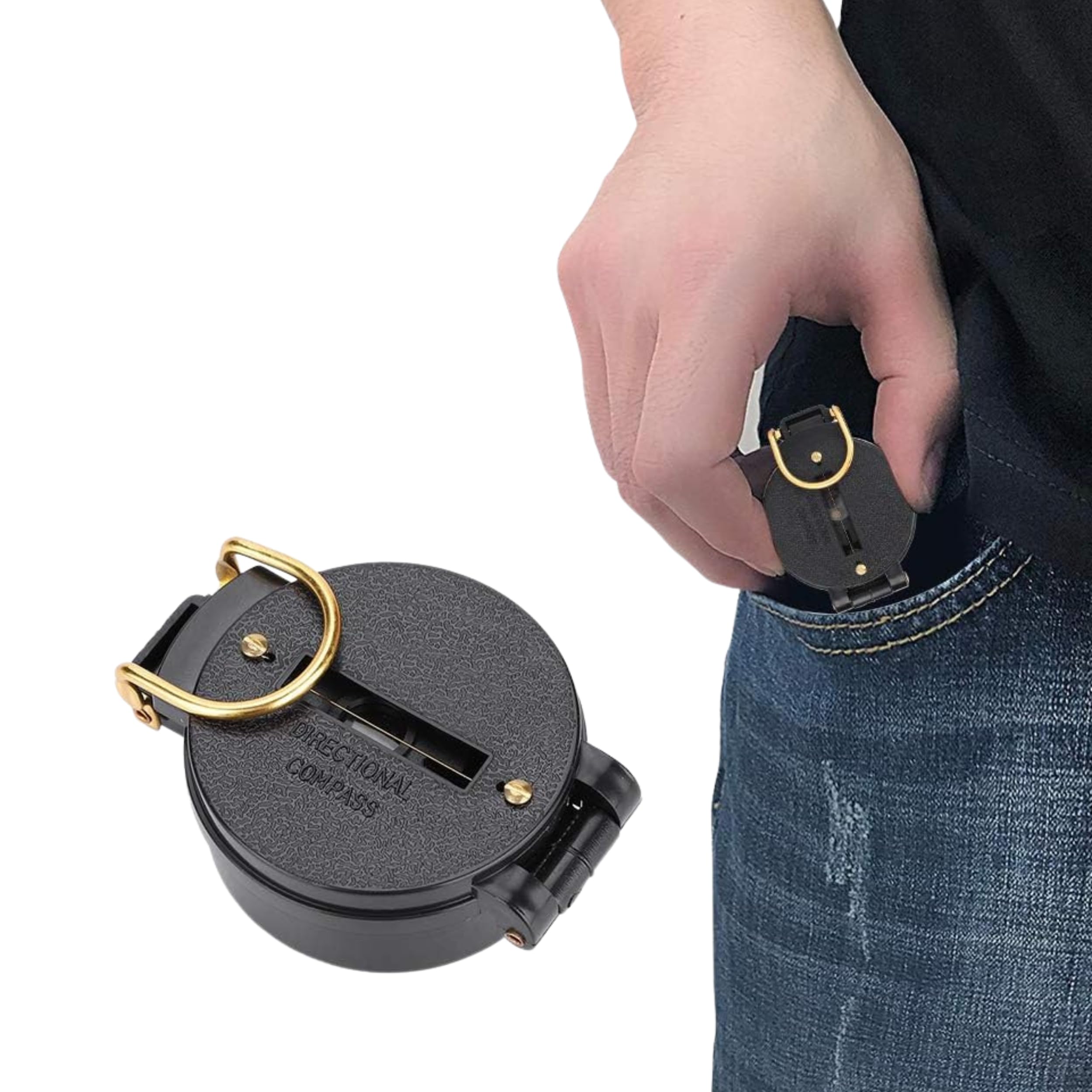 PARENCE – bussola da trekking con coperchio e ingrandimento – Rumore fluorescente – visualizzazione dei gradi – bussola portatile per campeggio, escursionismo, navigazione, ricerca dei sentieri – nero