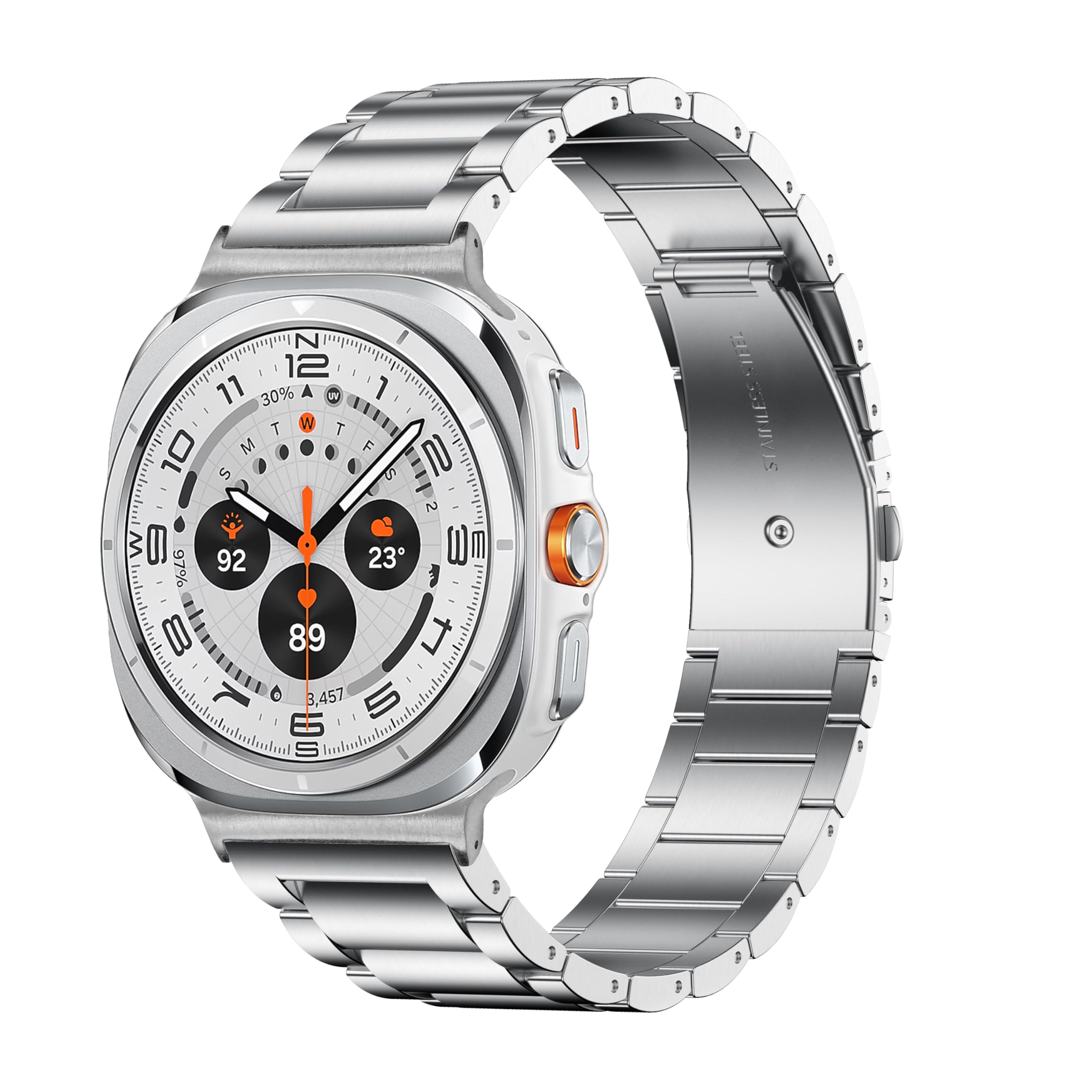 Bracelet de rechange en acier inoxydable pour montre Galaxy Watch 7 Ultra de 47 mm pour homme et femme, compatible avec Samsung, argenté