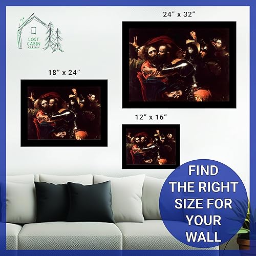 Miniatura 6 de Caravaggio Lost Cabin The Taking of Christ Impresión en marco plano negro Reproducción de pinturas de obras de arte finas Póster decorativo