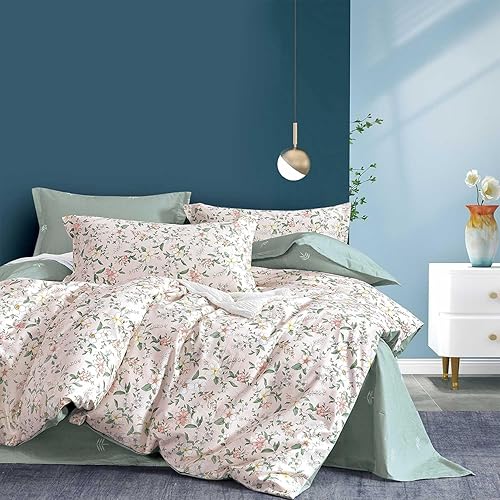 Miniatura 12 de Juego de edredón floral de algodón natural de 3 piezas - Edredón gris con ramas marrón y hojas grises sobre blanco, juego de ropa de cama reversible