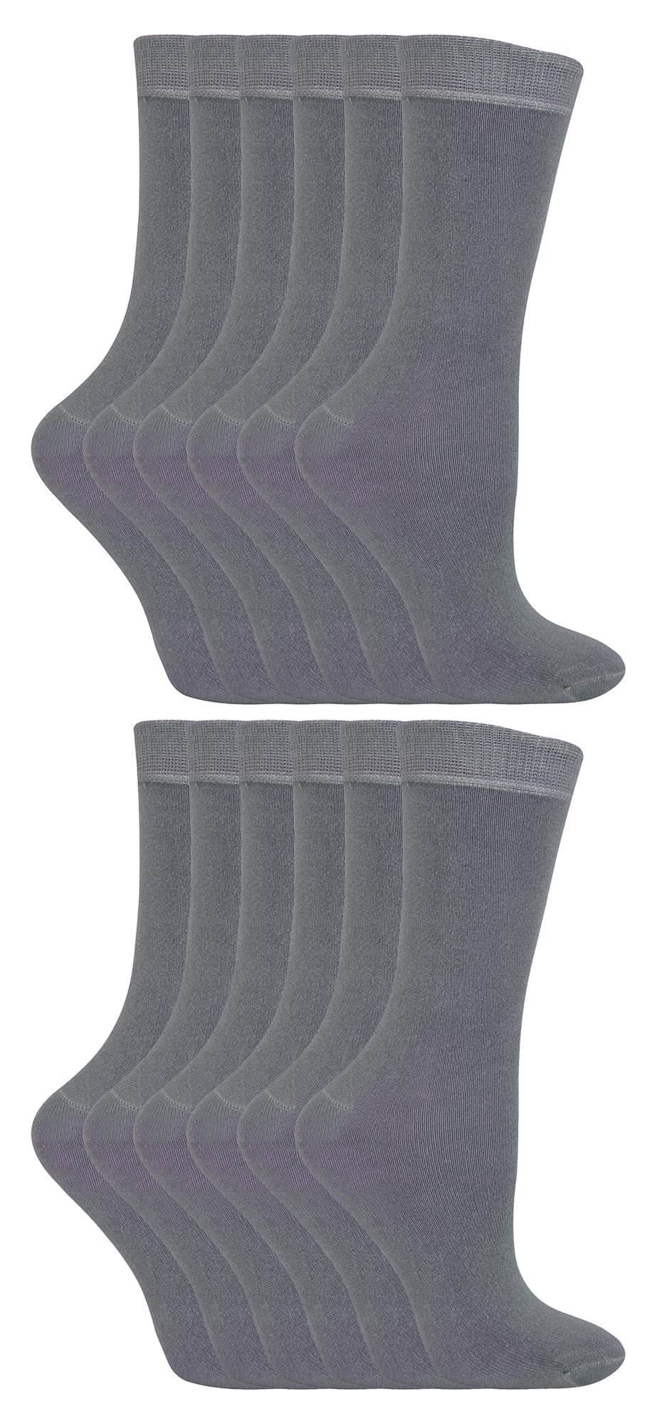 Sock Snob Girls Grey 12 Pair Multipack Kids Bamboo Socks | | Childrens Plain Socks | Ideal School Socks For Summer For & Boys (9-12, )