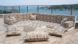 Traditional L Shaped Arabic Seating, Handmade Floor Couches, Sectional Sofas, Turkish Floor Sofas, Moroccan Livingroom Sofas, Arabic Majlis (L Sofa Full Set)